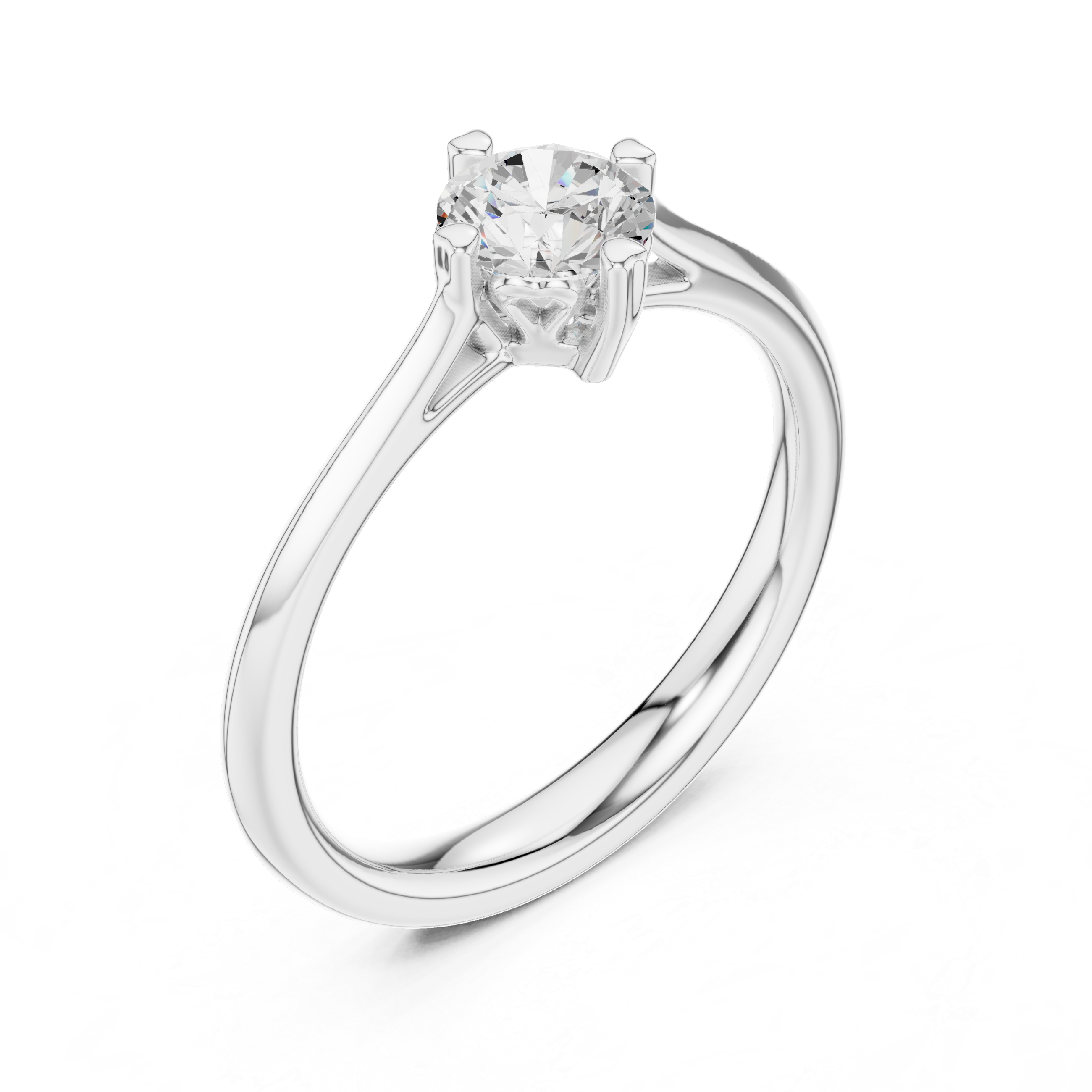 Classic Four Prong Solitaire Engagement Ring 0.50 CT