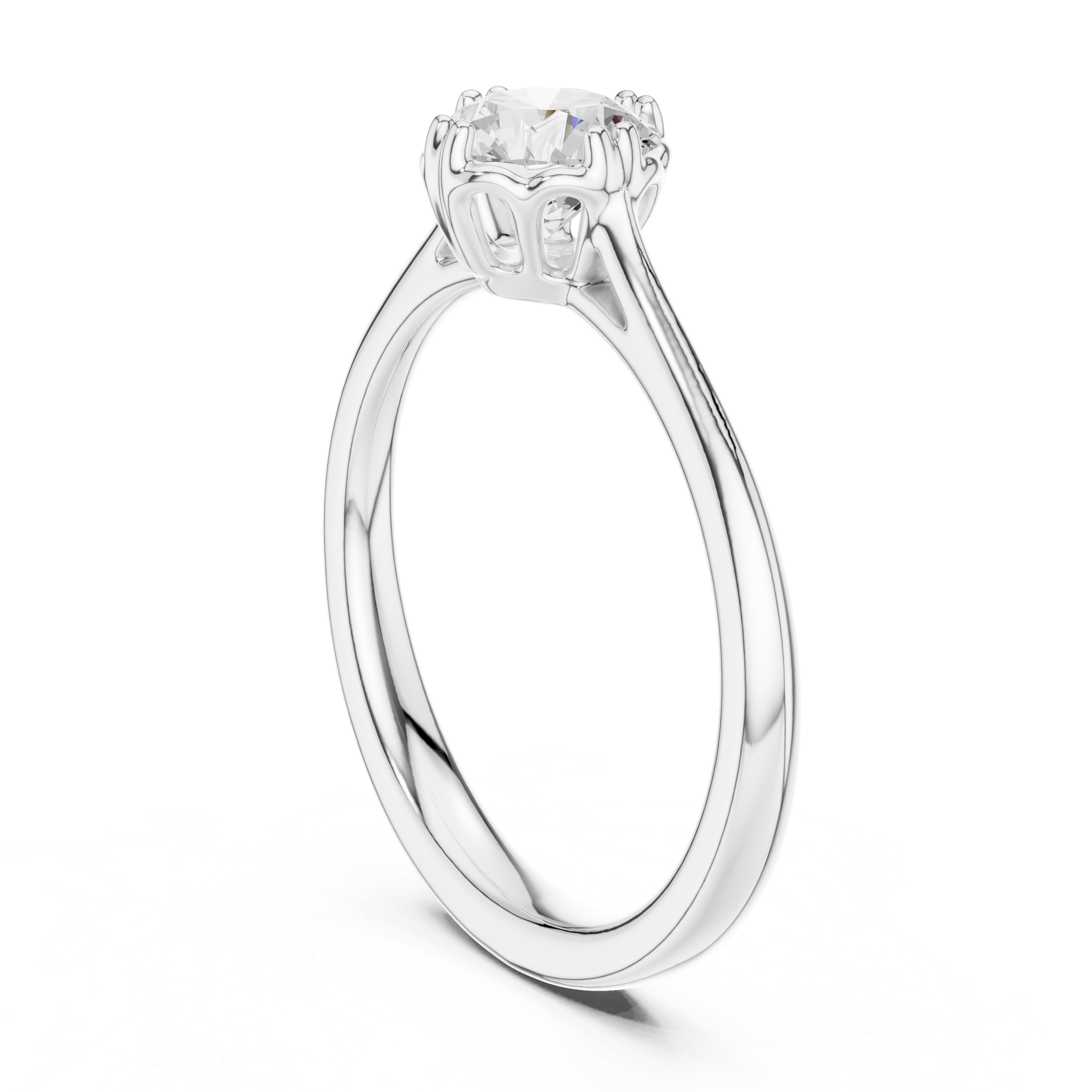 Classic Cathedral Solitaire Engagement Ring 0.85 CT