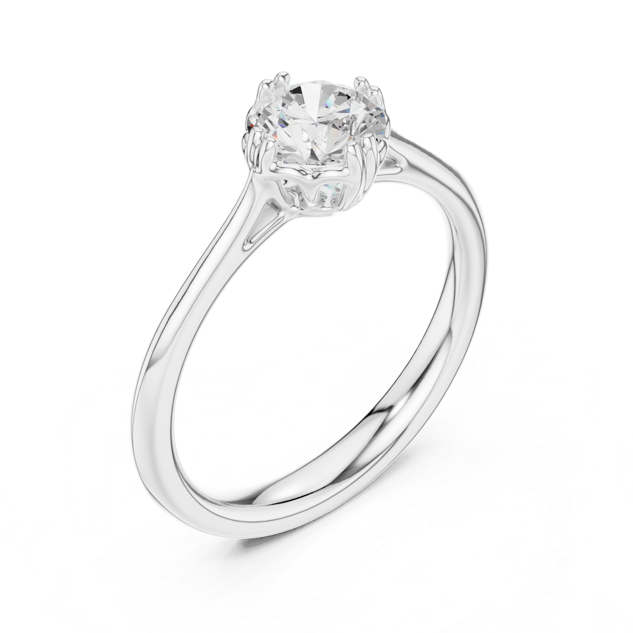 Classic Cathedral Solitaire Engagement Ring 0.85 CT