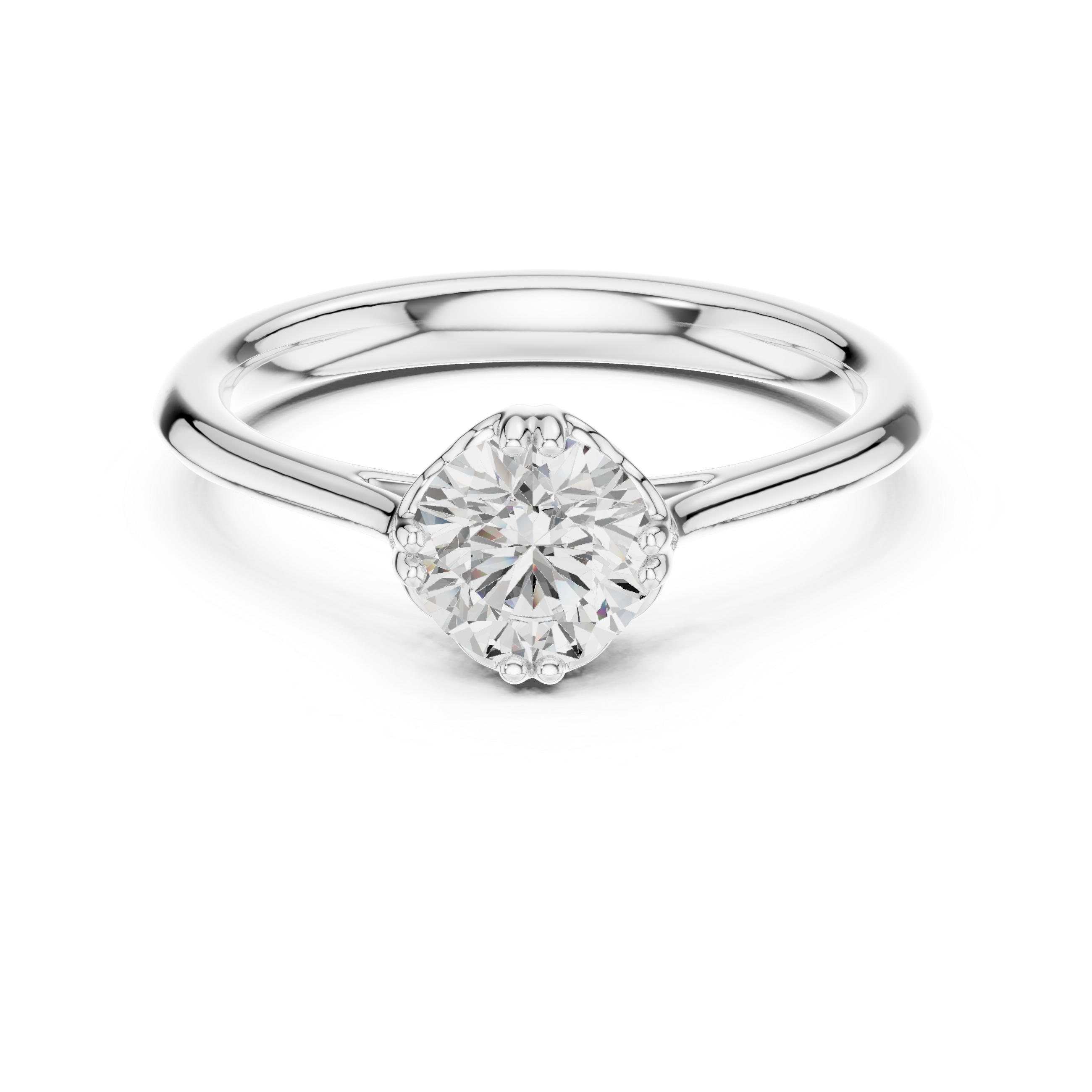 Classic Cathedral Solitaire Engagement Ring 0.85 CT