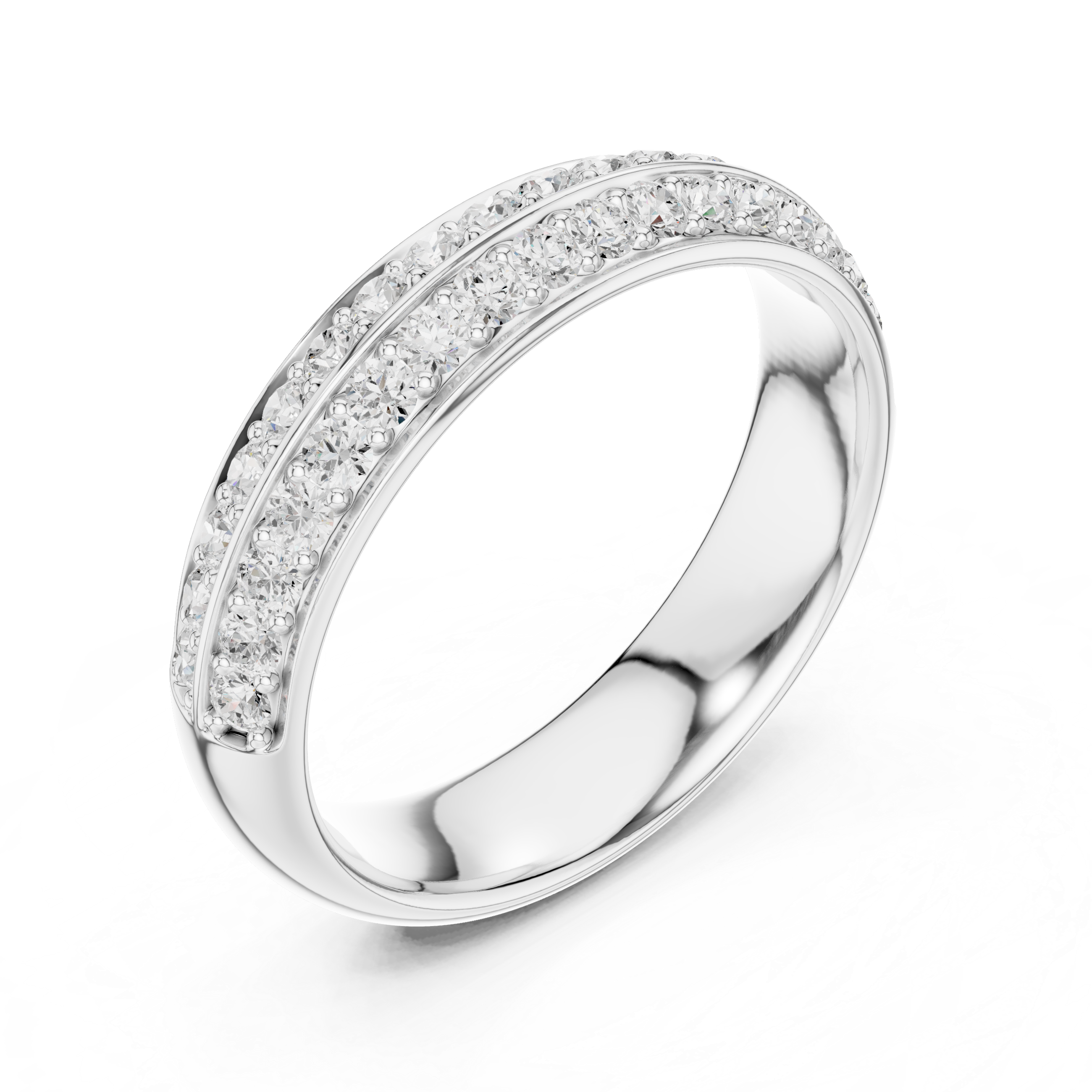 Double Row Diamond Wedding Band