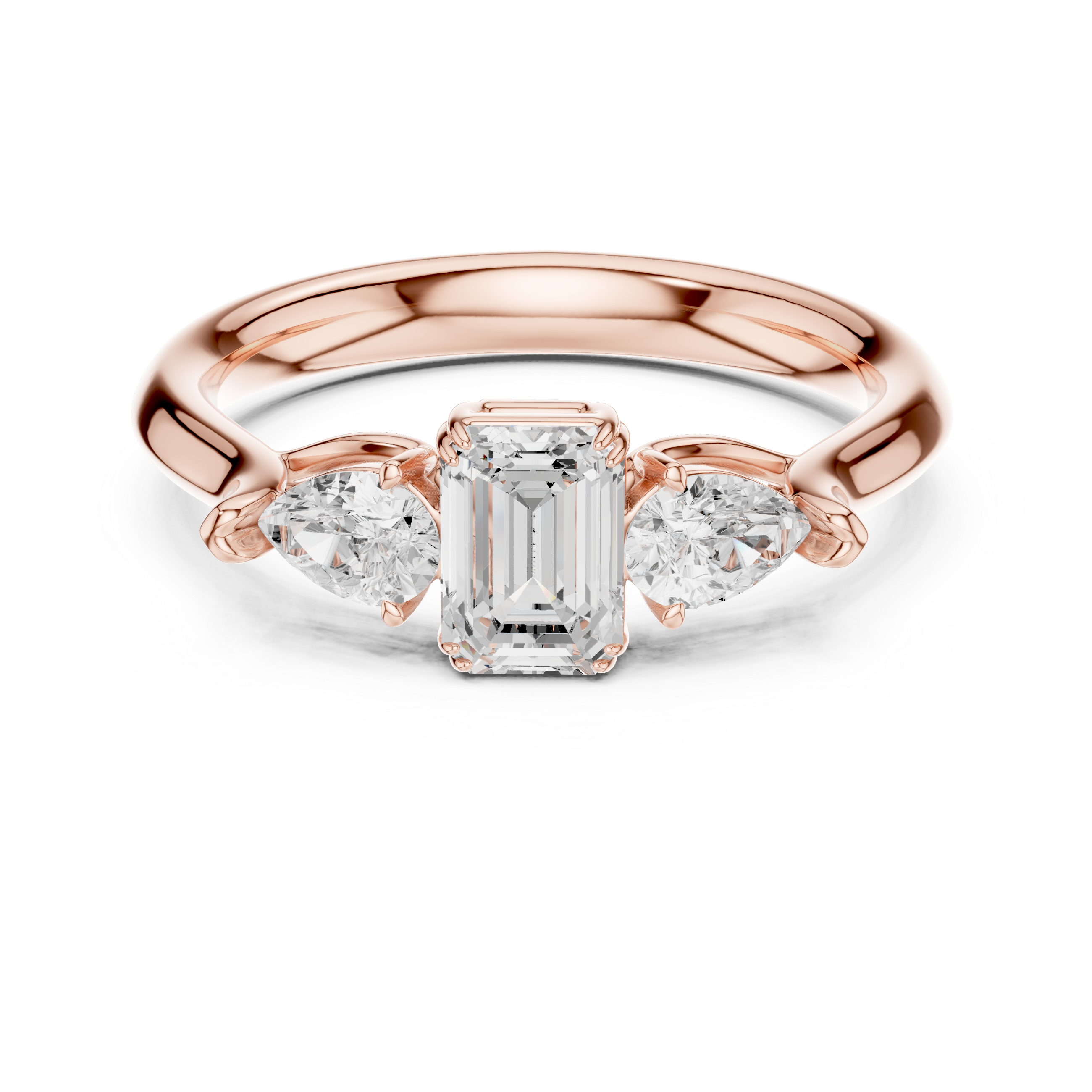Emerald & Pear Three Stone Engagement Ring