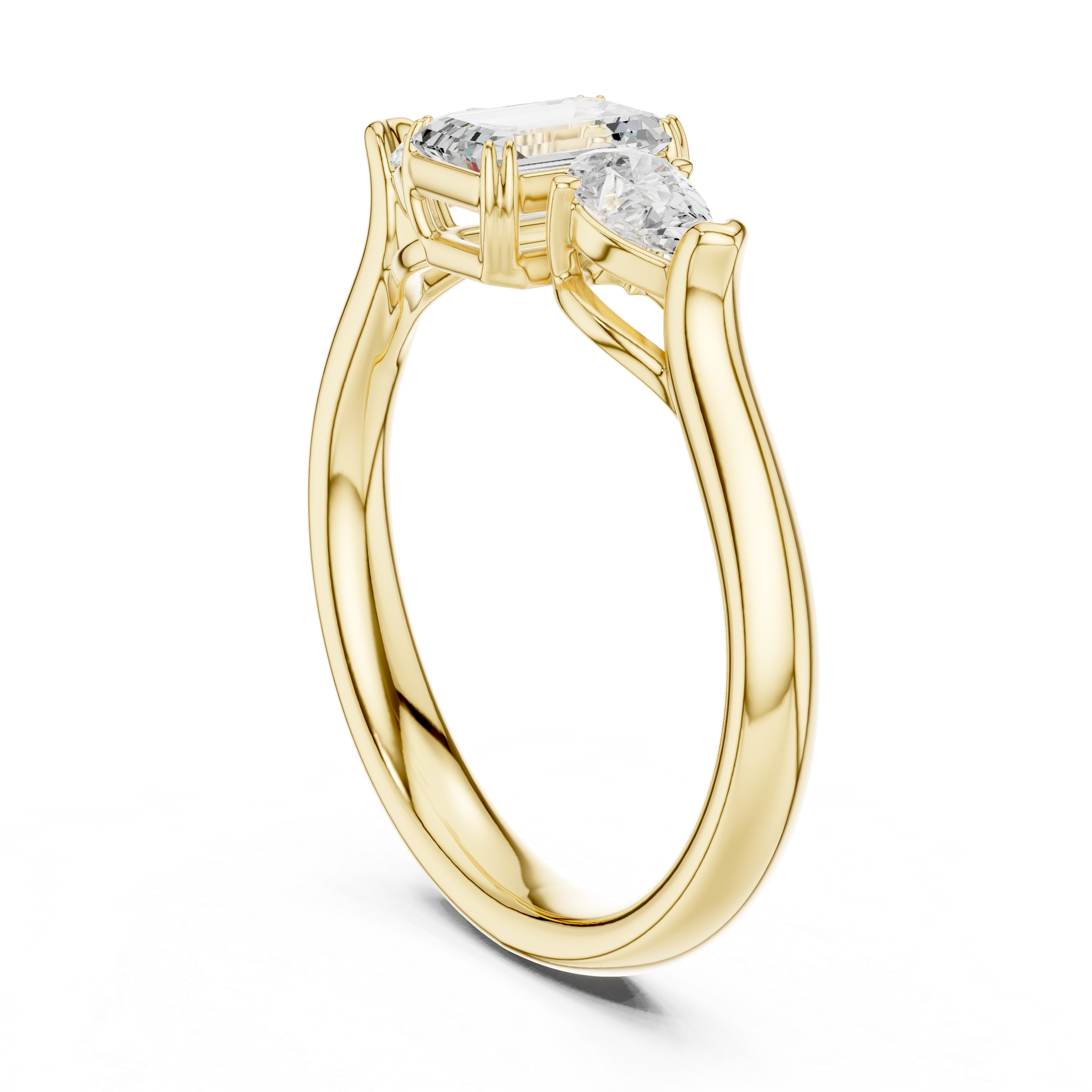Emerald & Pear Three Stone Engagement Ring