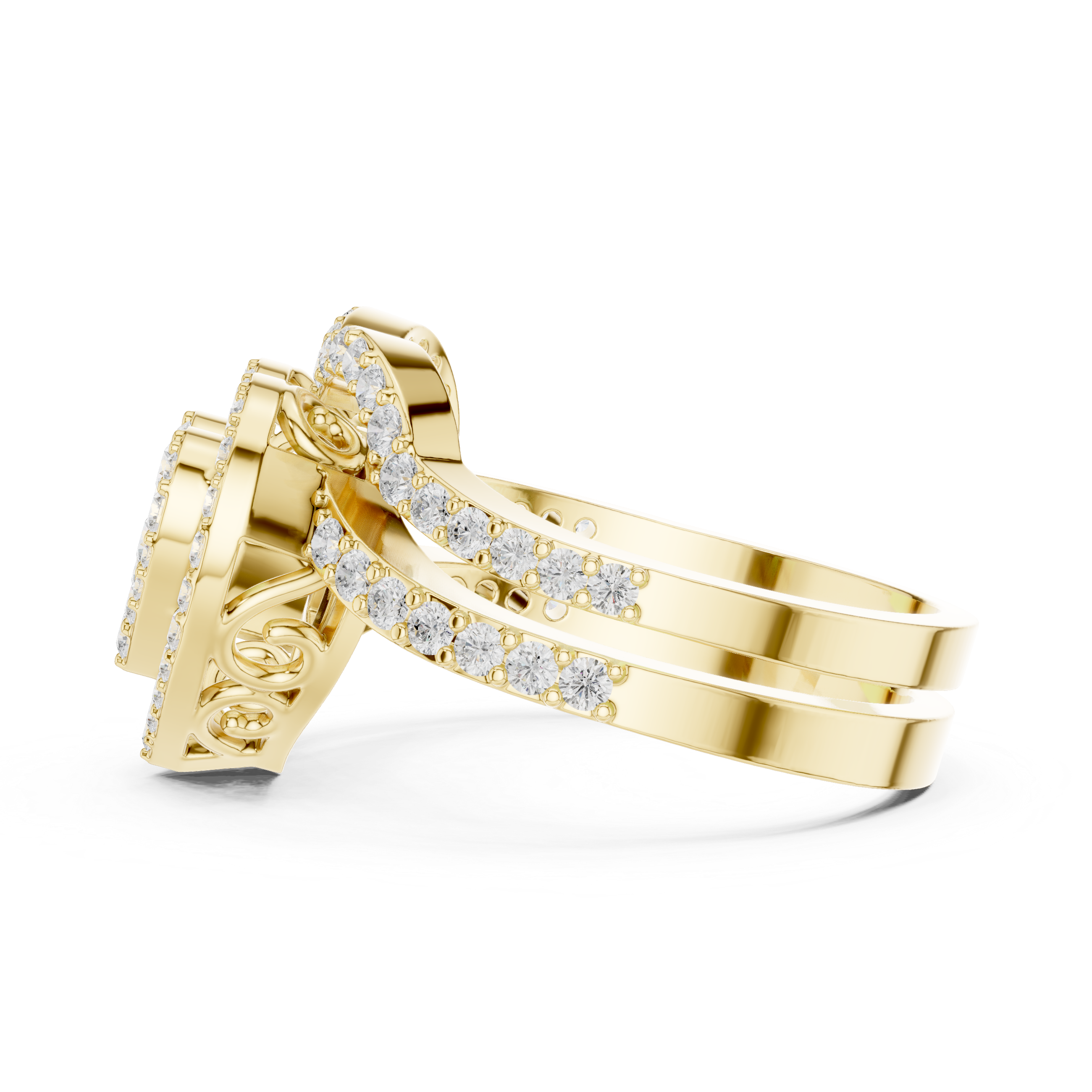 Double Heart Diamond Bridal Ring Set