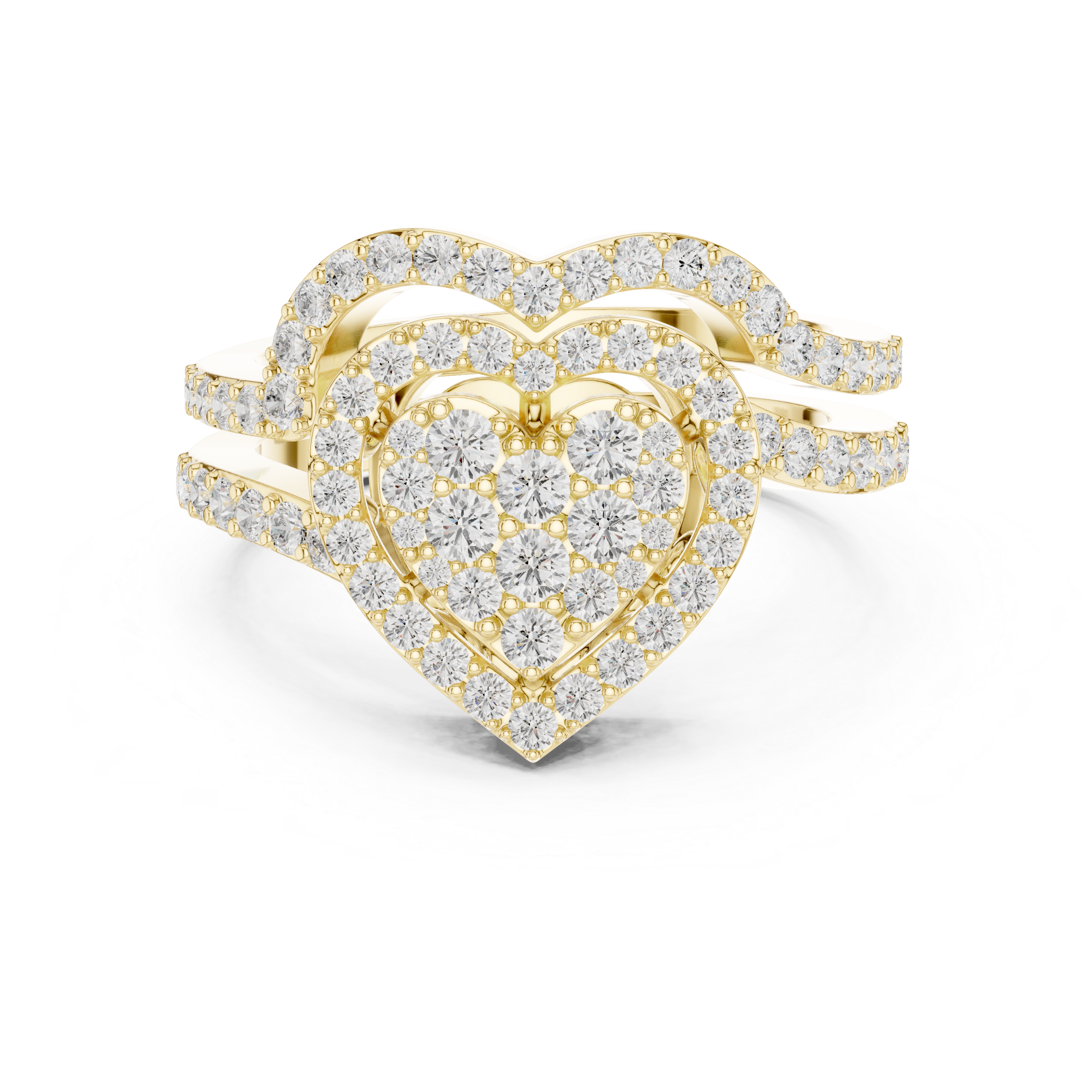 Double Heart Diamond Bridal Ring Set