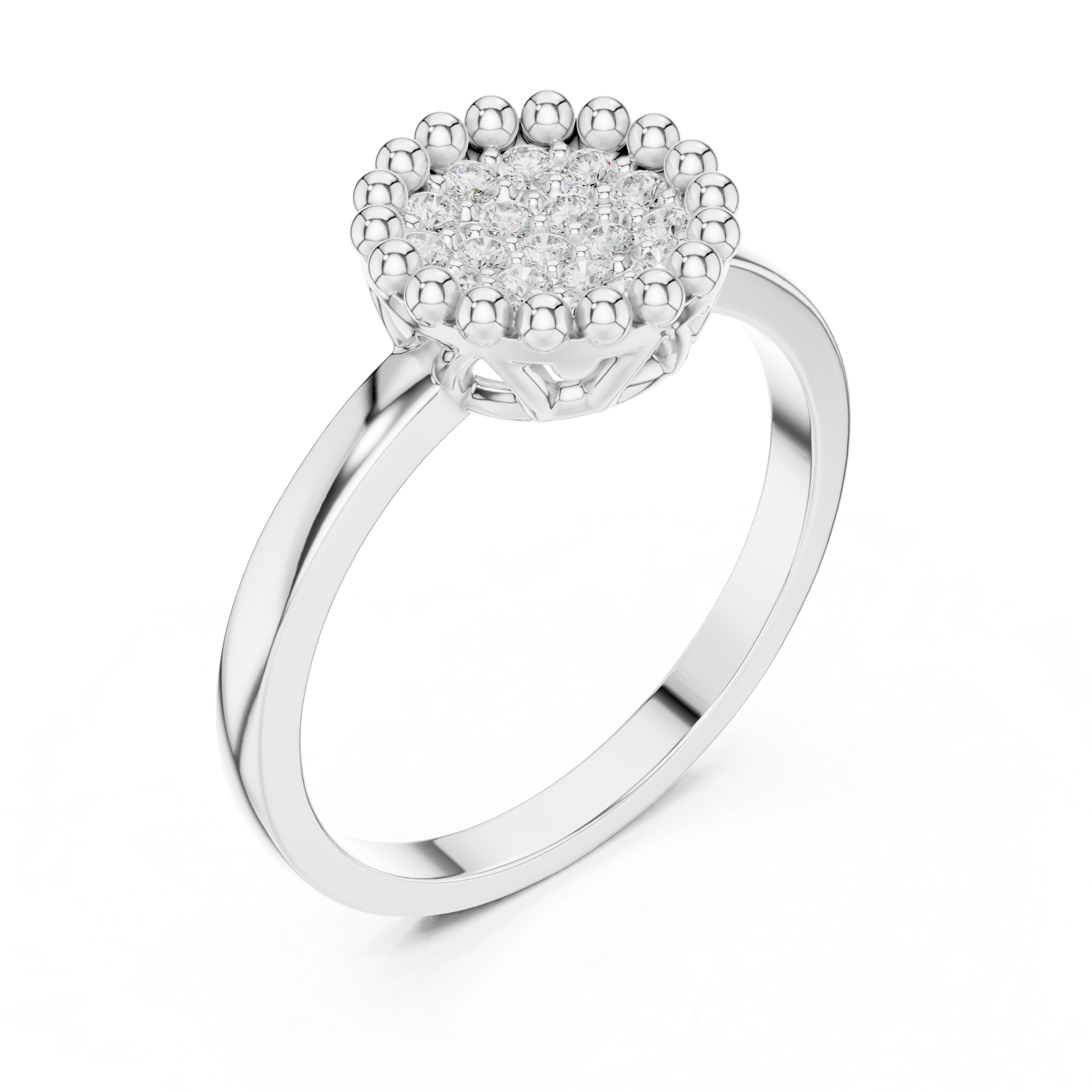Round Diamond Cluster Halo Engagement Ring