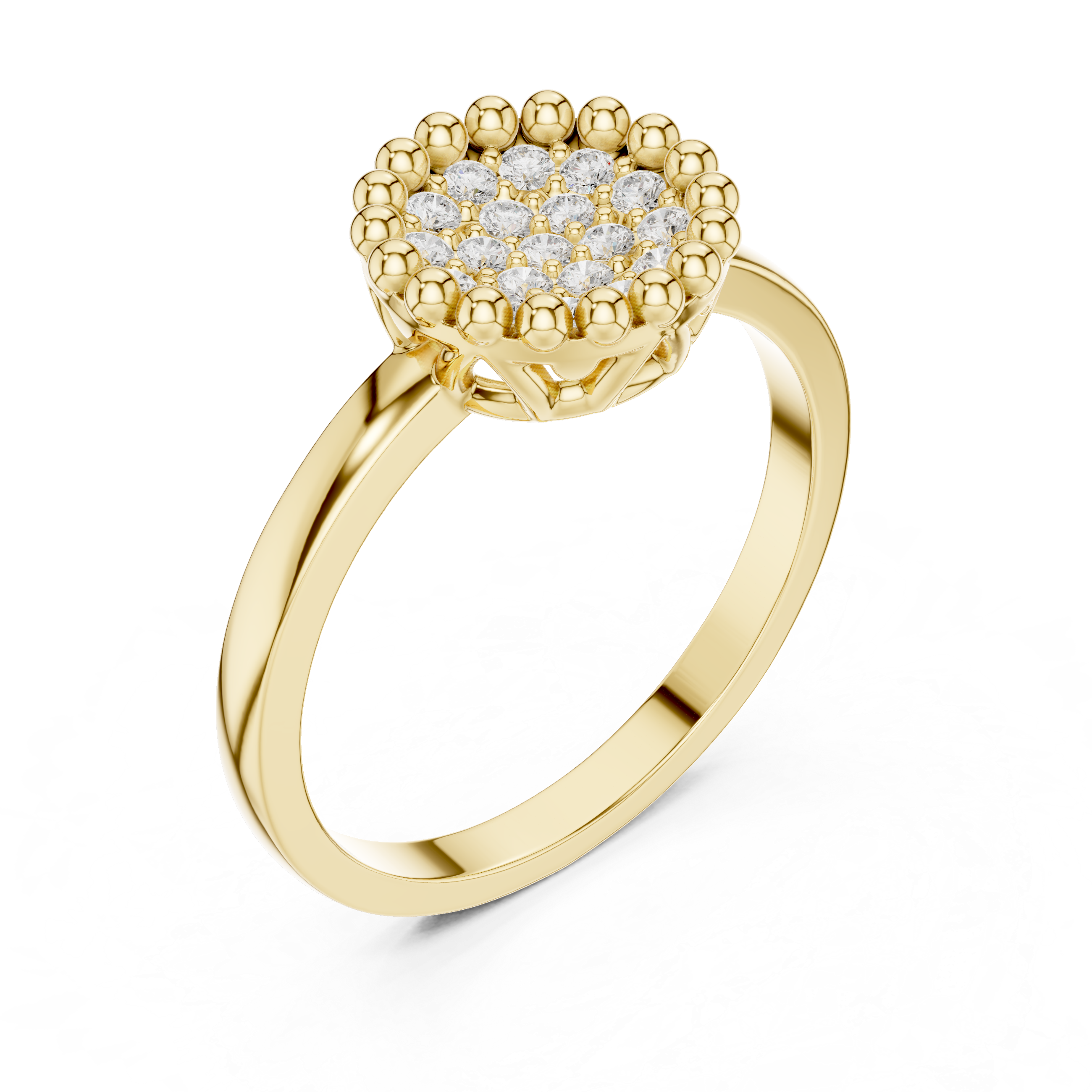 Round Diamond Cluster Halo Engagement Ring