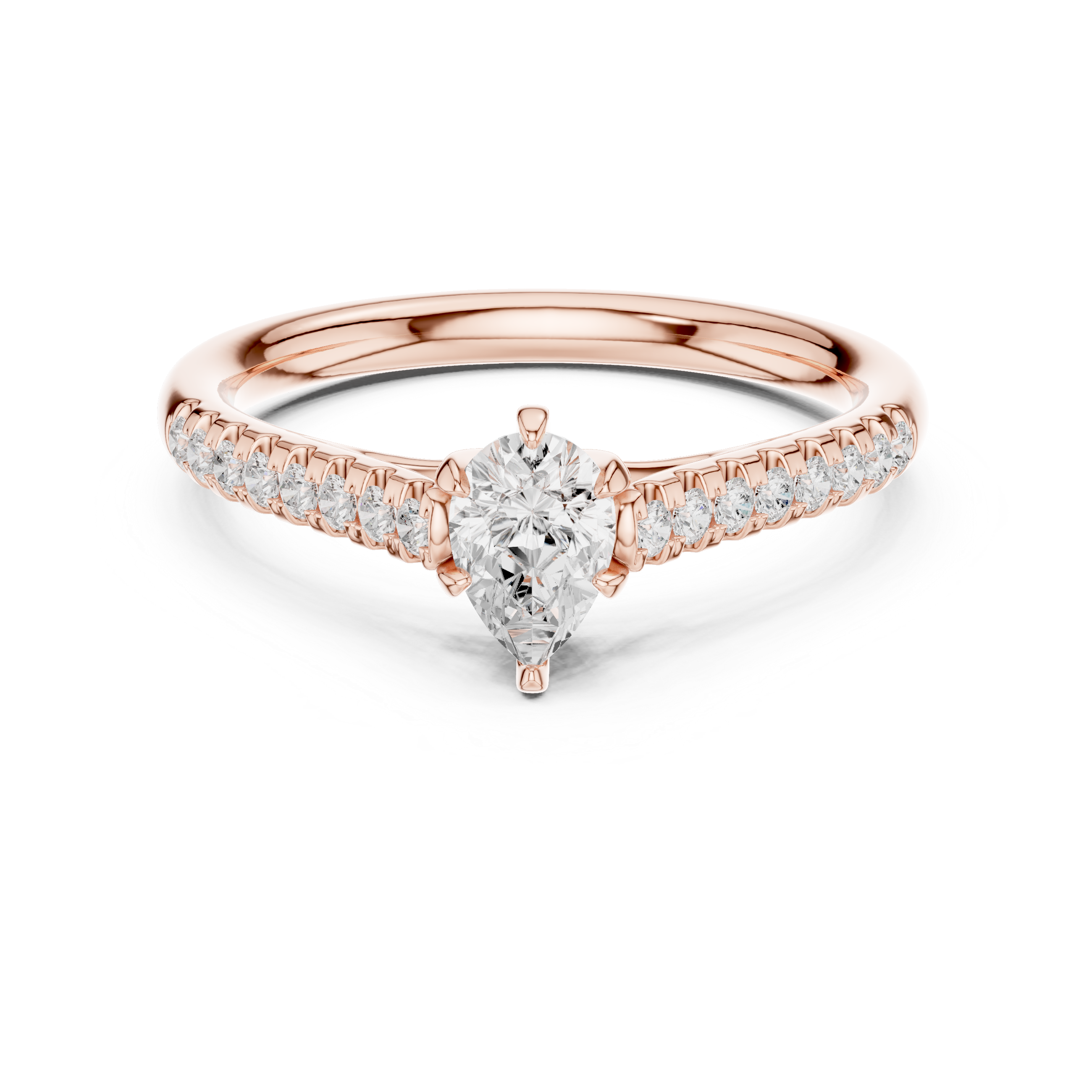 Pear Cut Diamond Solitaire Engagement Ring