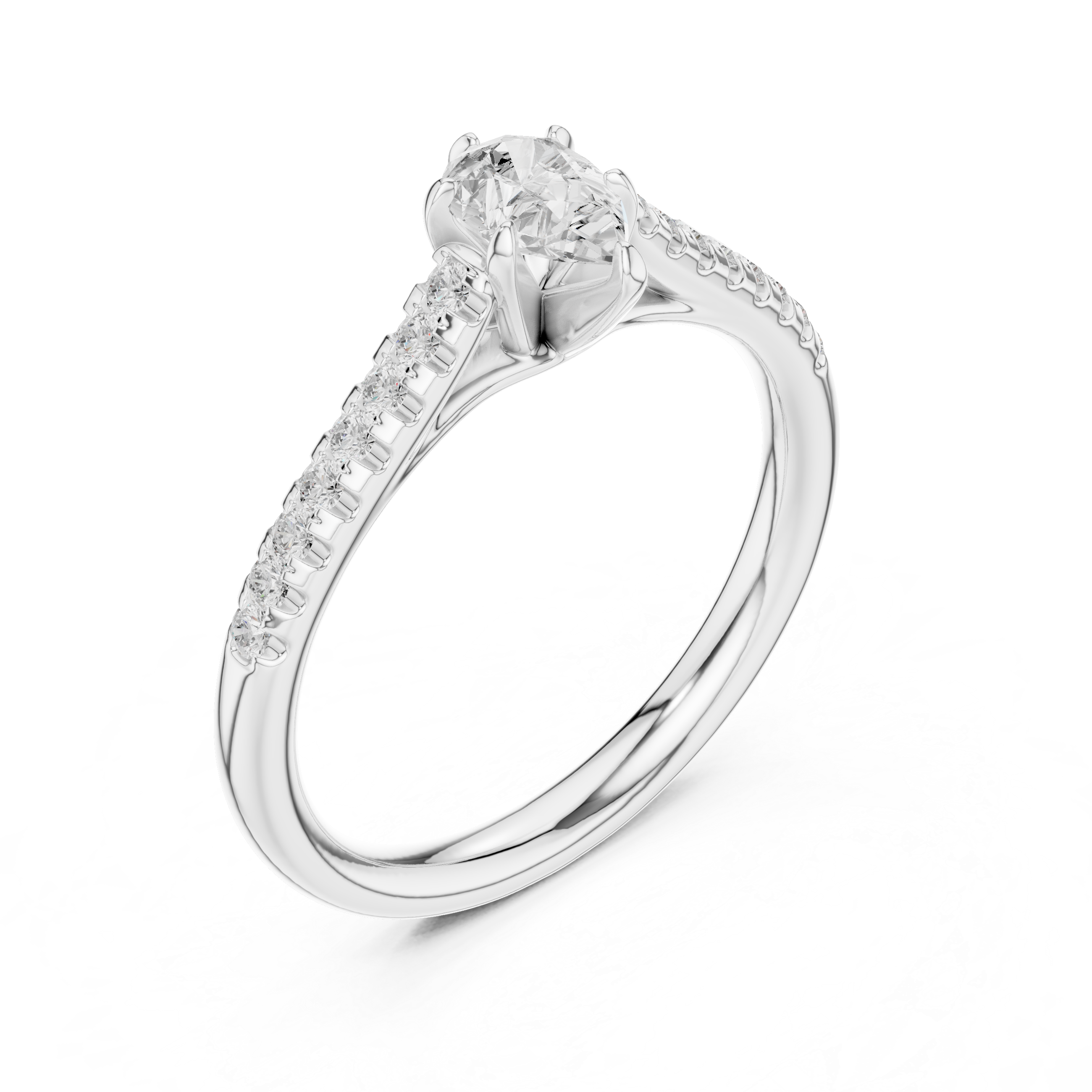 Pear Cut Diamond Solitaire Engagement Ring