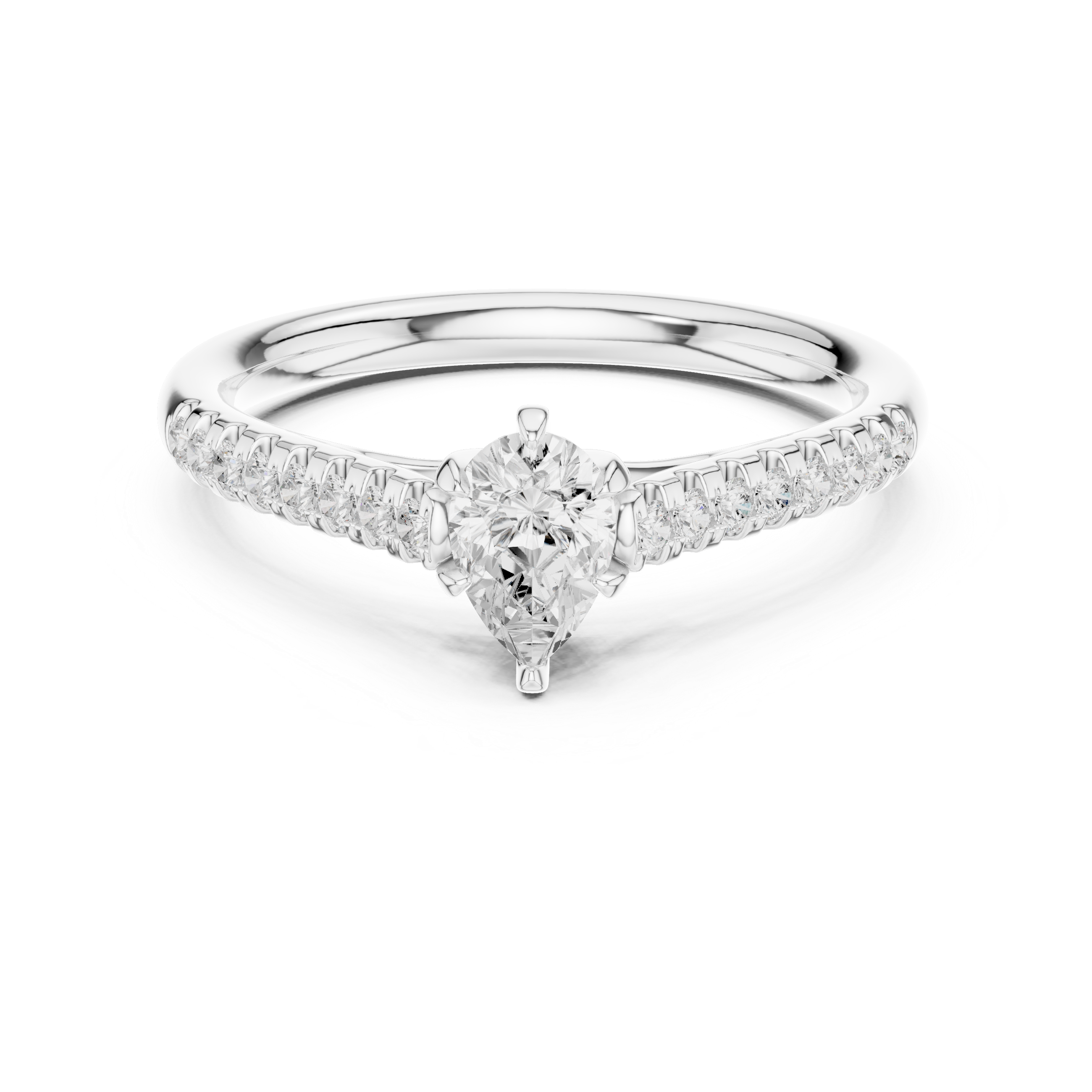 Pear Cut Diamond Solitaire Engagement Ring