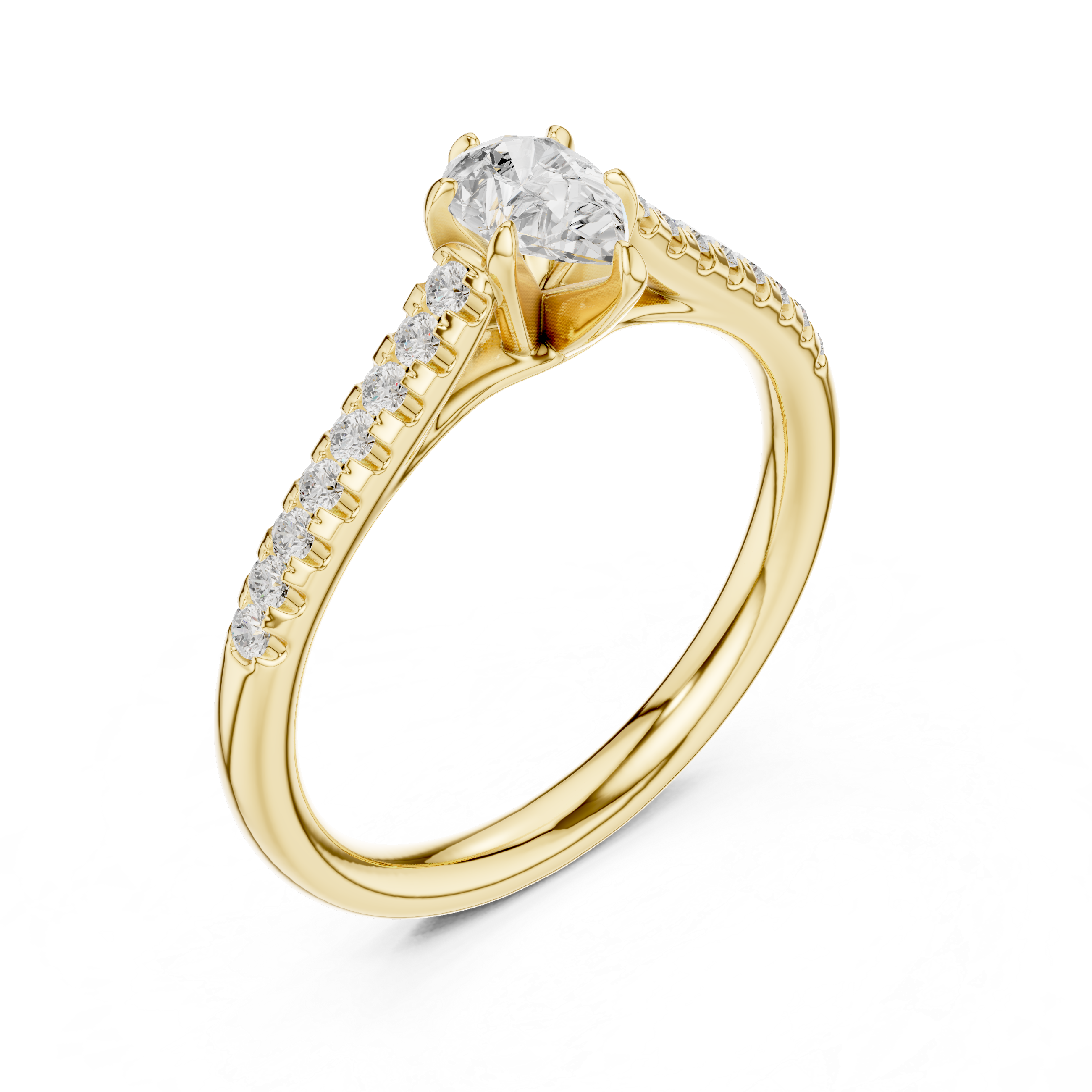 Pear Cut Diamond Solitaire Engagement Ring