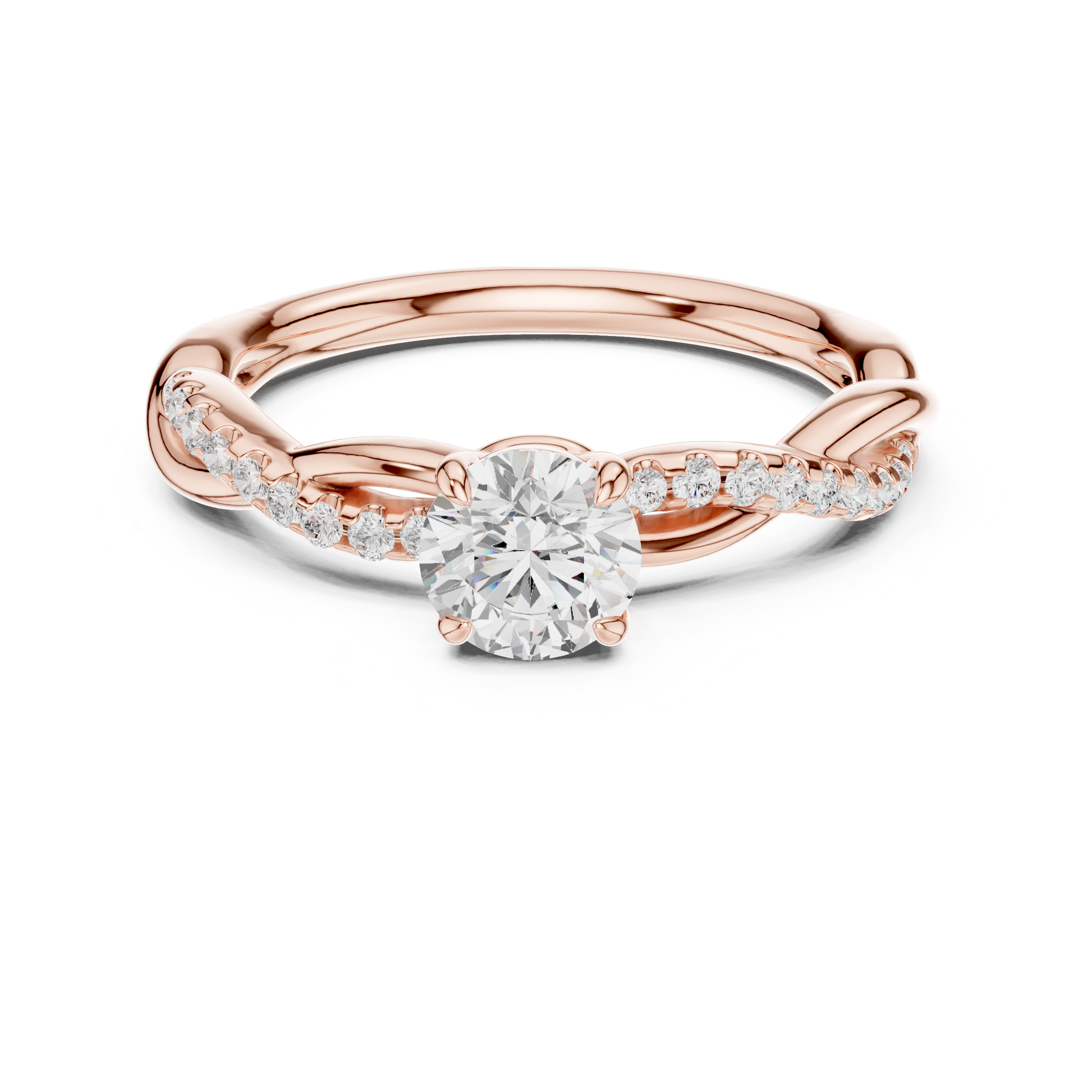 Twisted Round Diamond Engagement Ring