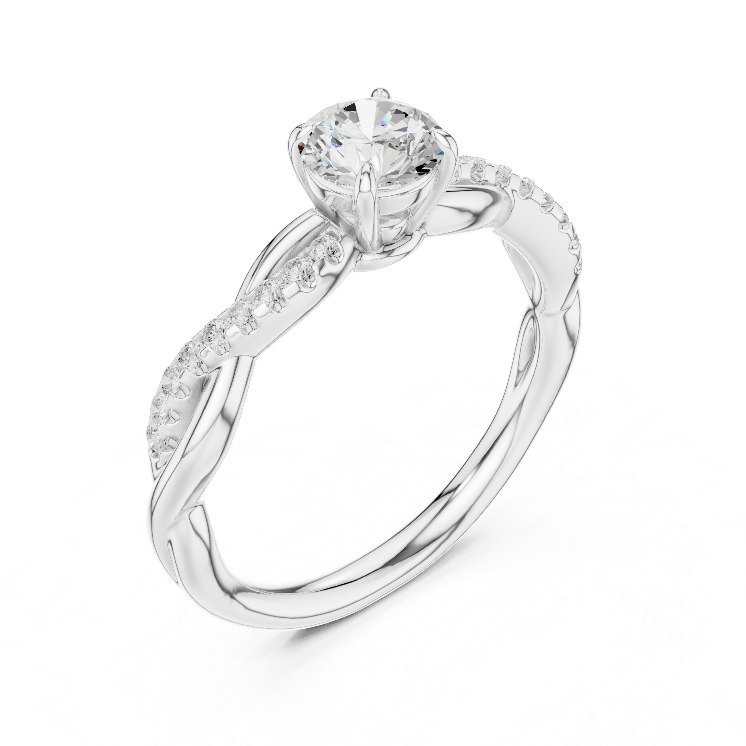 Twisted Round Diamond Engagement Ring
