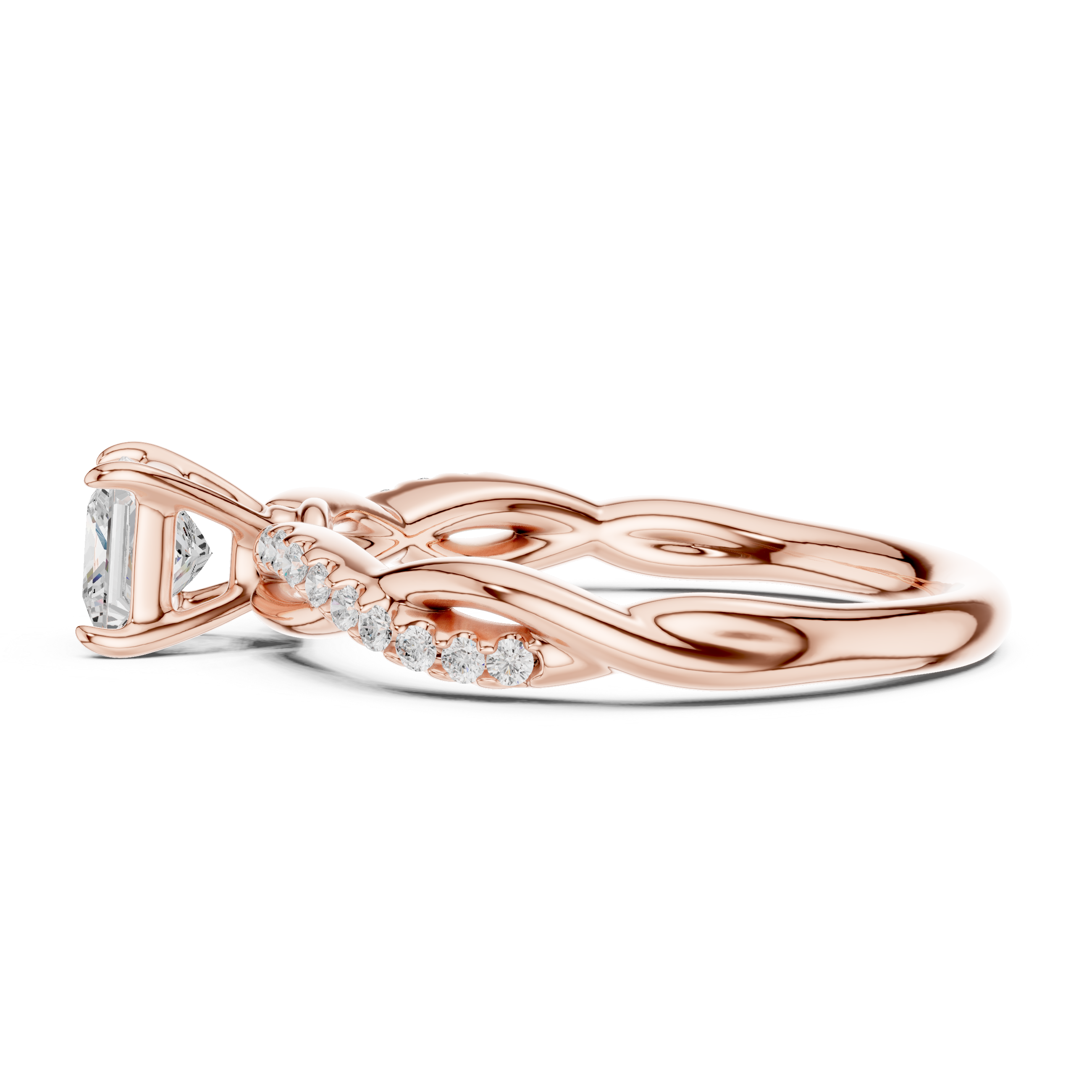 Twisted Princess Diamond Engagement Ring