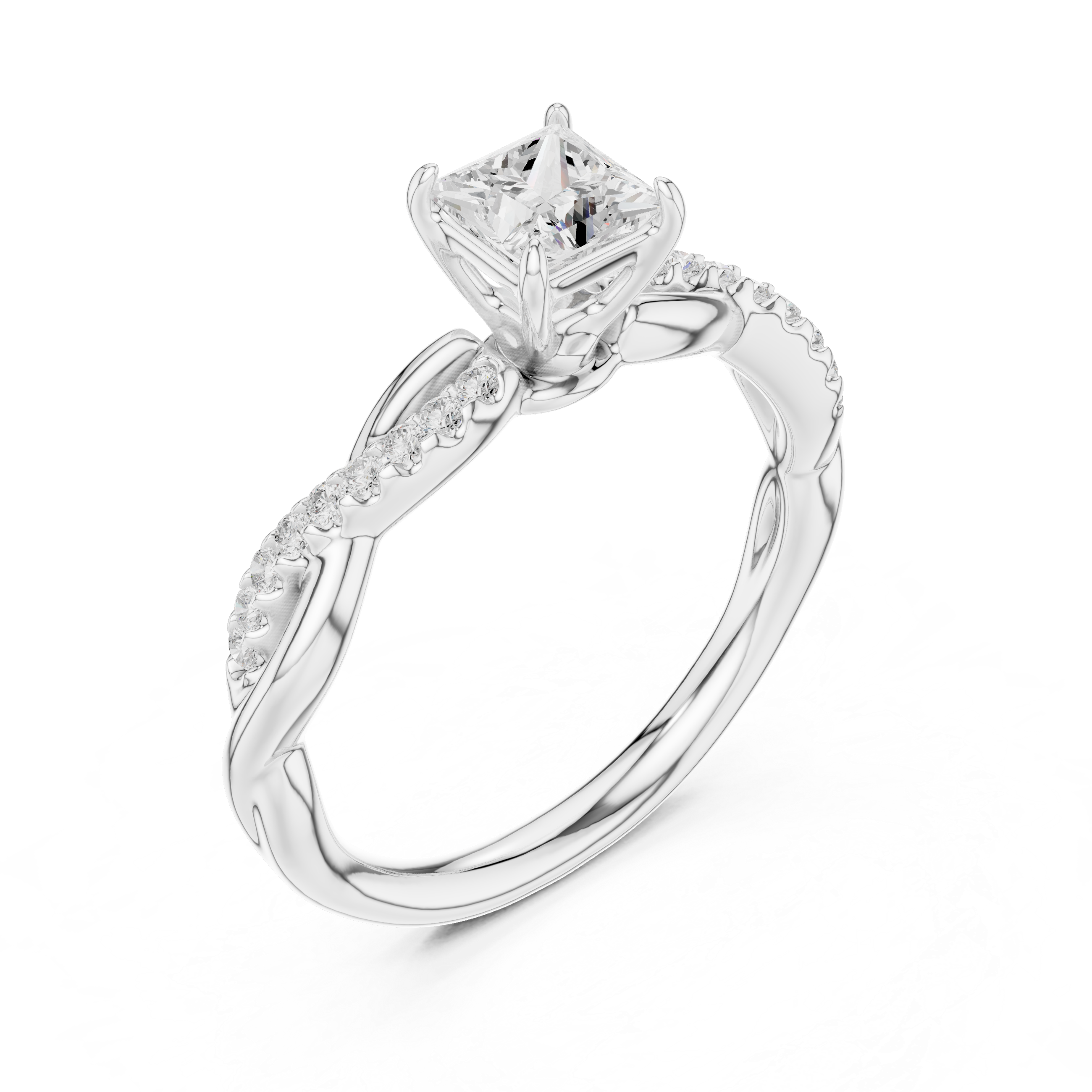Twisted Princess Diamond Engagement Ring
