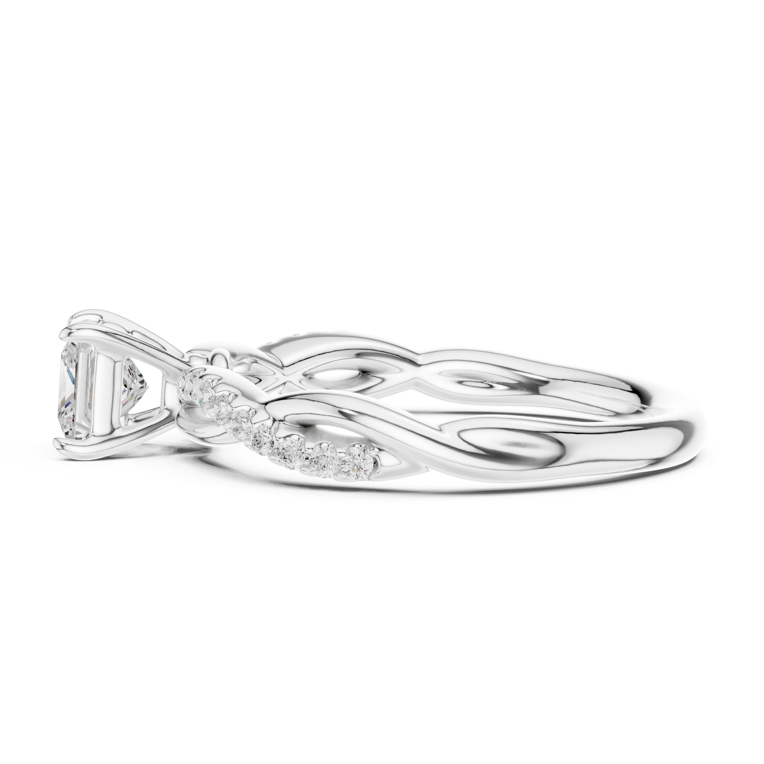 Twisted Princess Diamond Engagement Ring