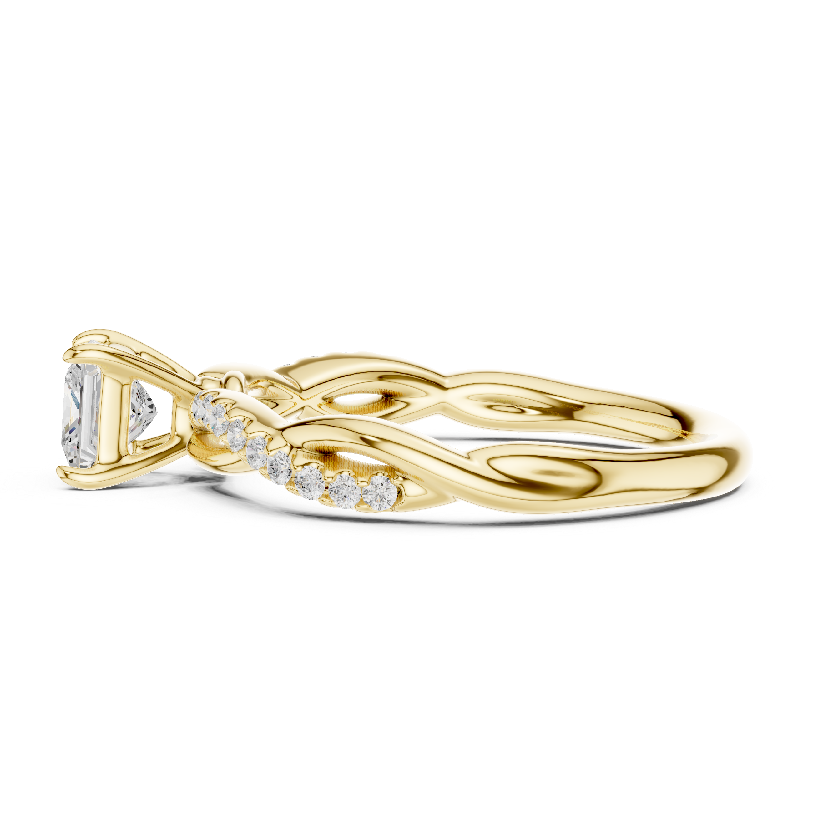 Twisted Princess Diamond Engagement Ring