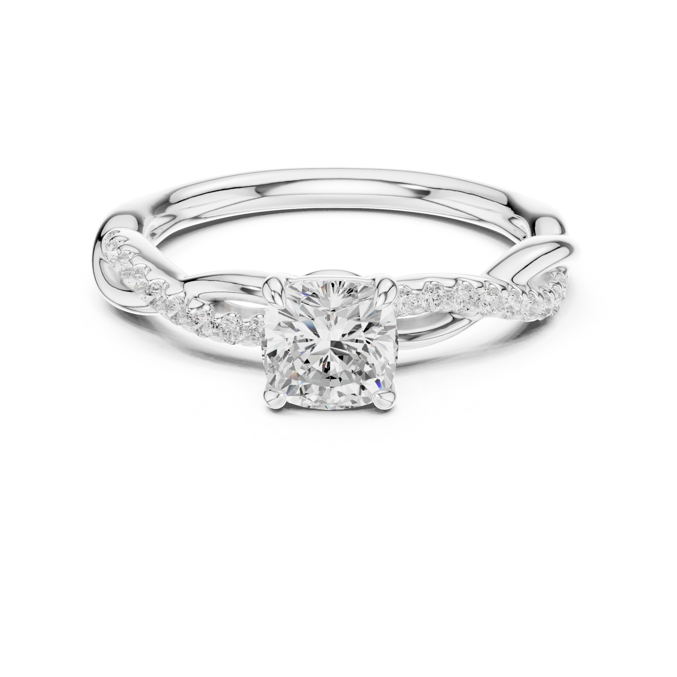 Twisted Cushion Diamond Engagement Ring