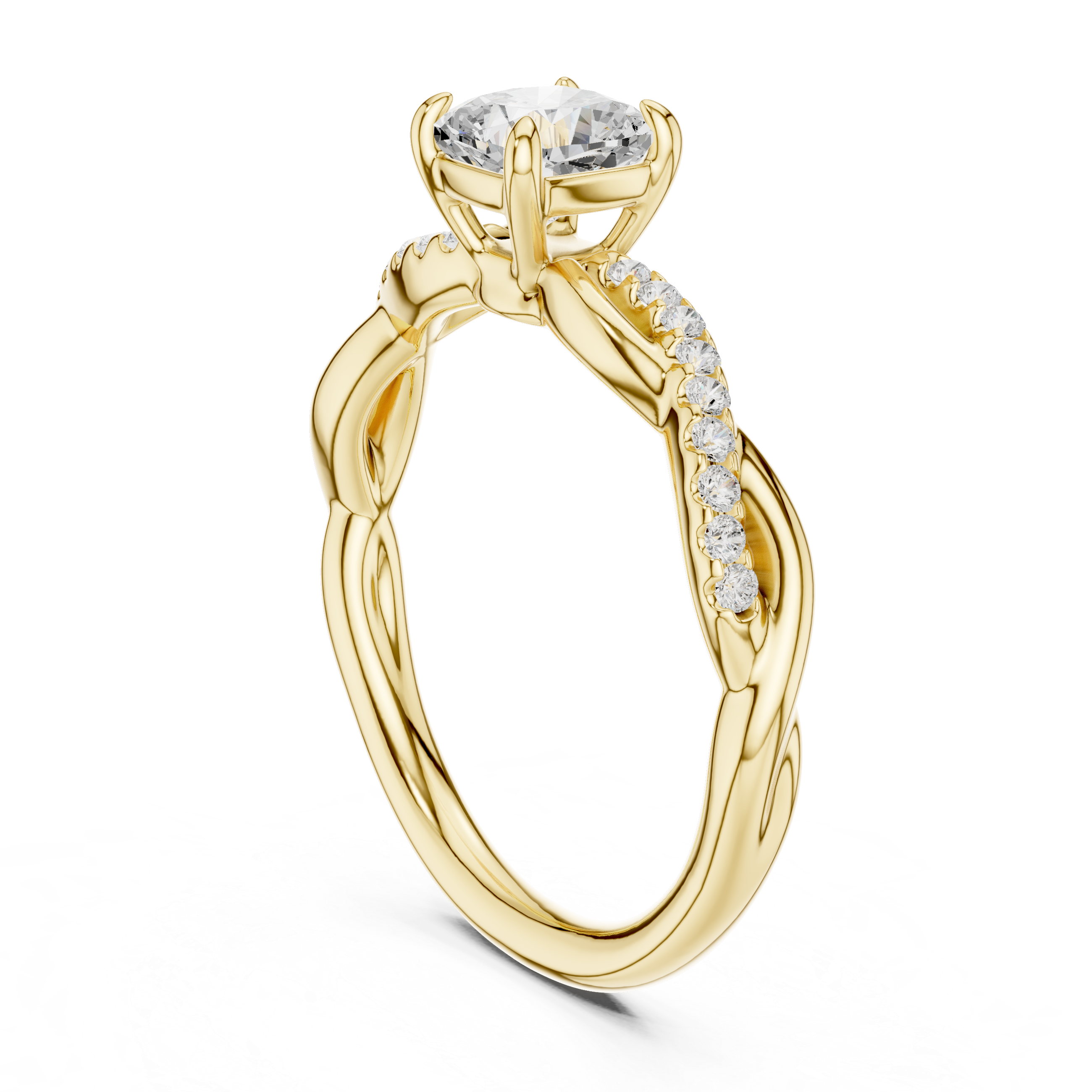 Twisted Cushion Diamond Engagement Ring
