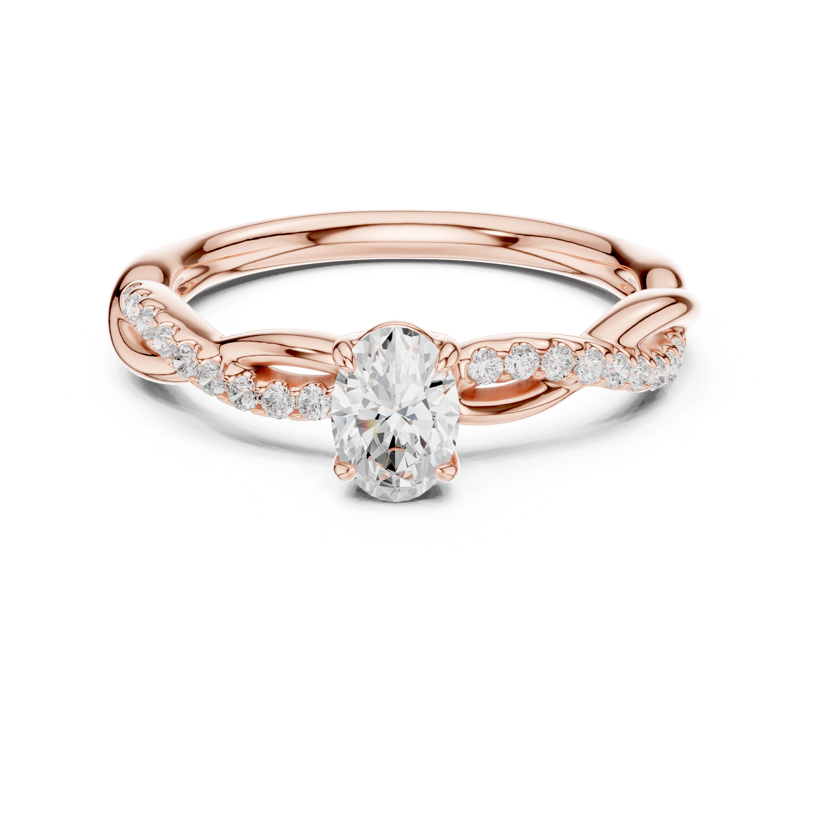 Twisted Oval Diamond Engagement Ring