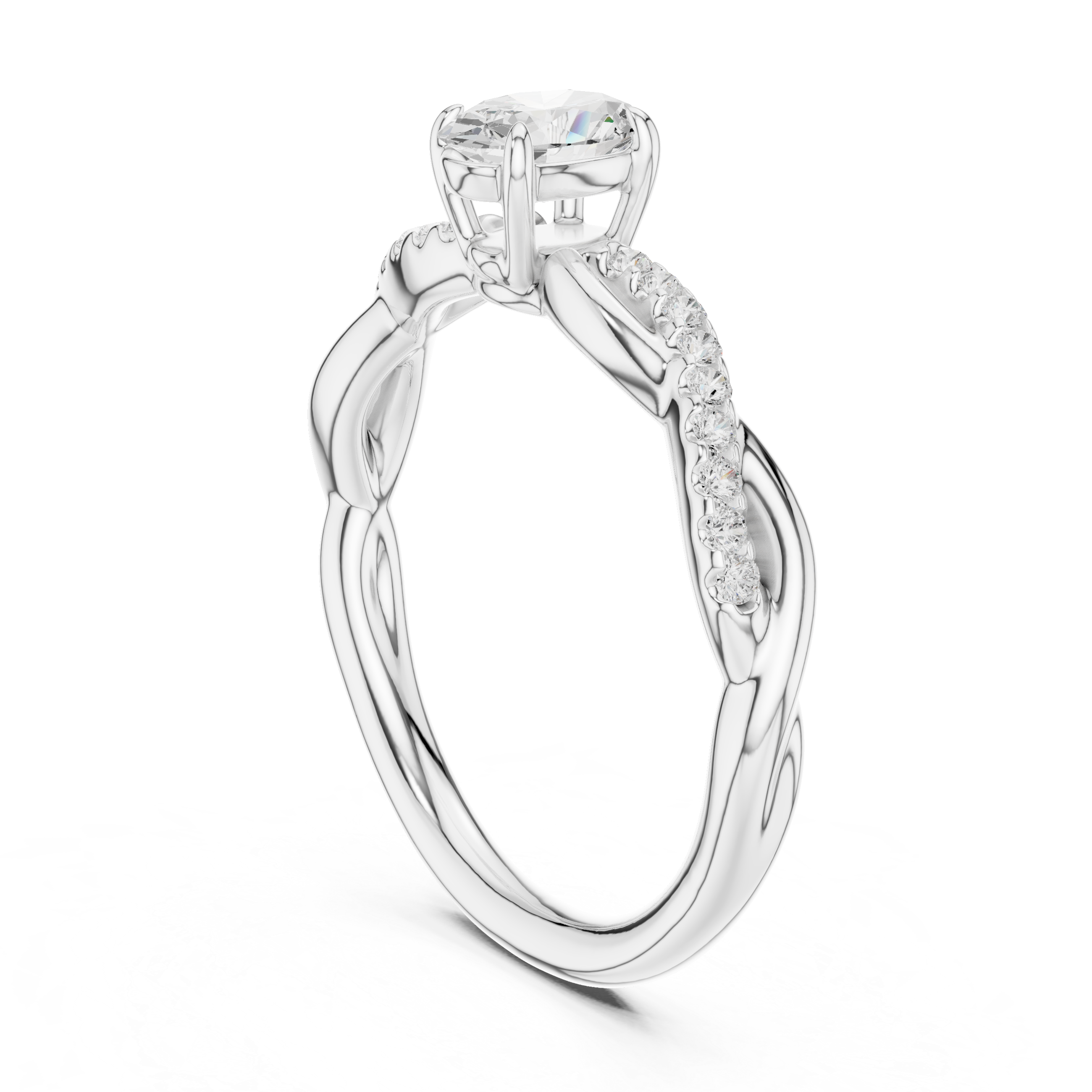 Twisted Oval Diamond Engagement Ring