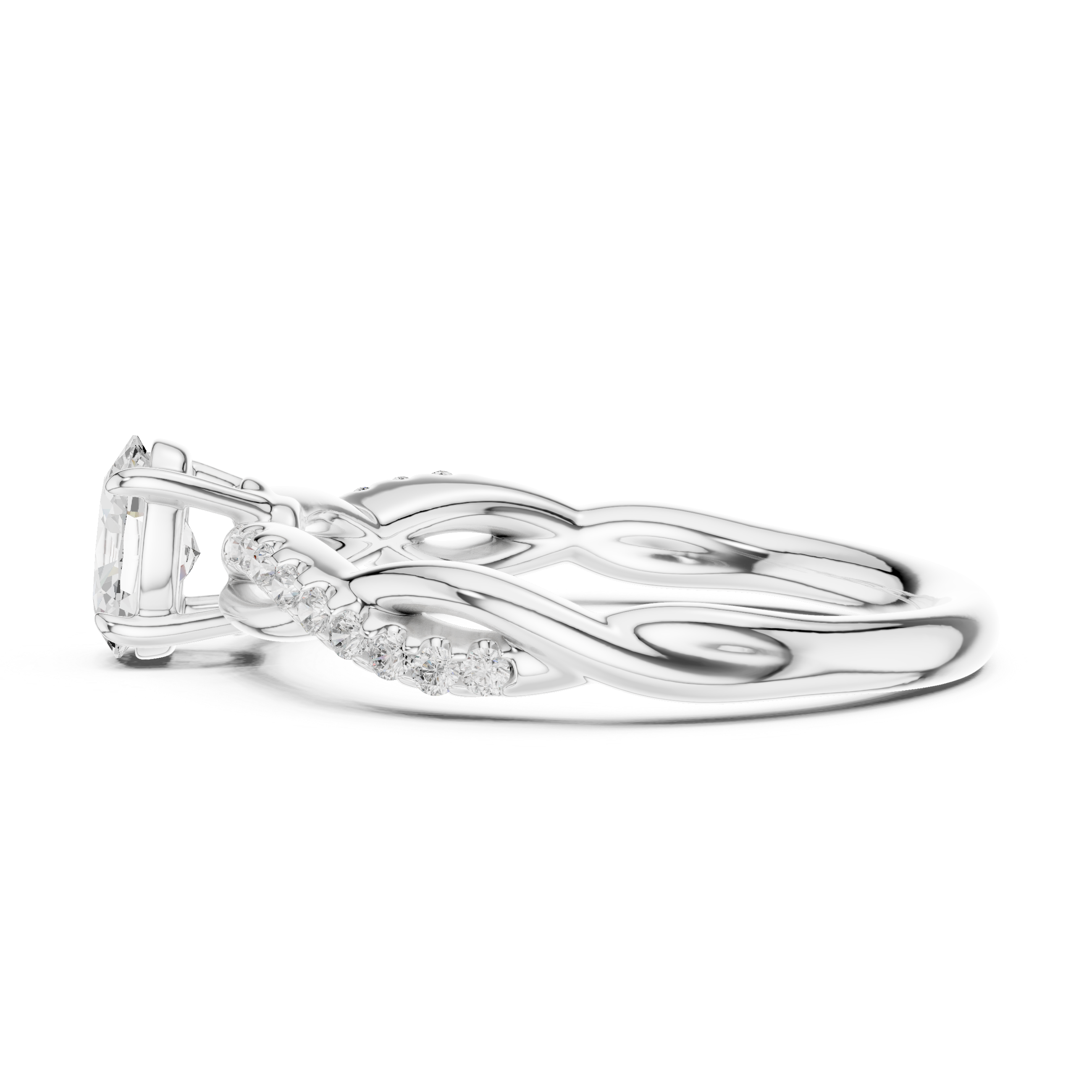 Twisted Oval Diamond Engagement Ring