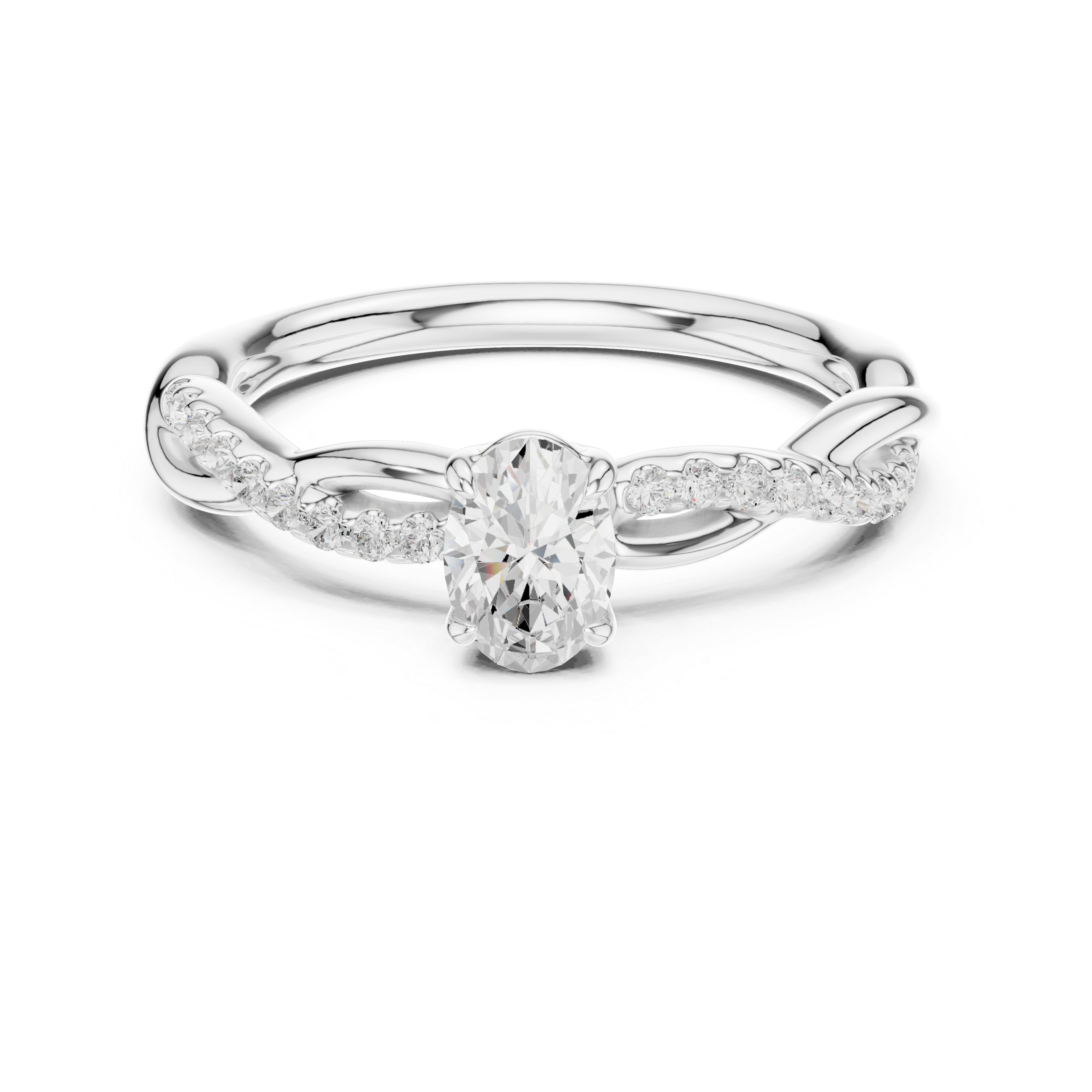 Twisted Oval Diamond Engagement Ring