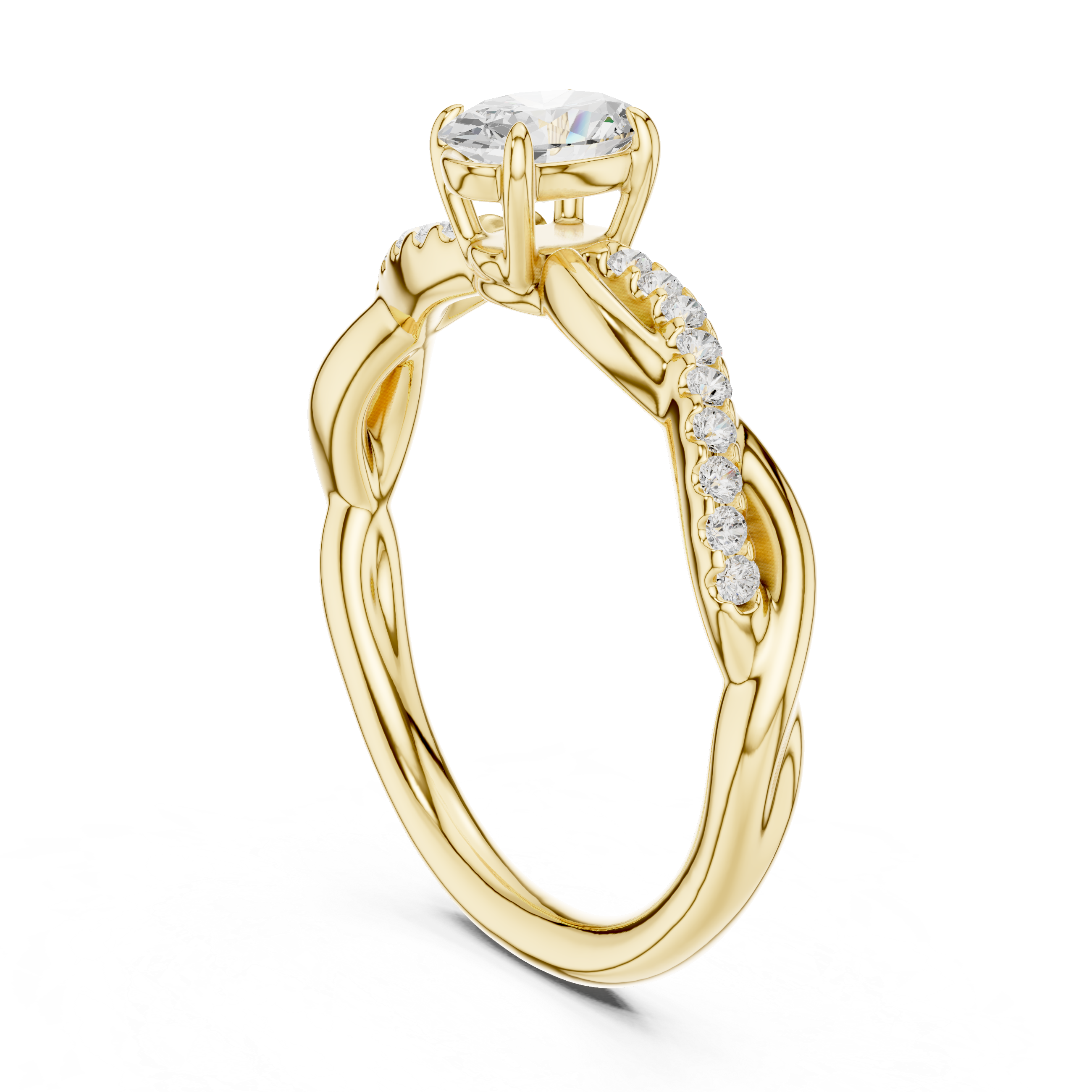 Twisted Oval Diamond Engagement Ring