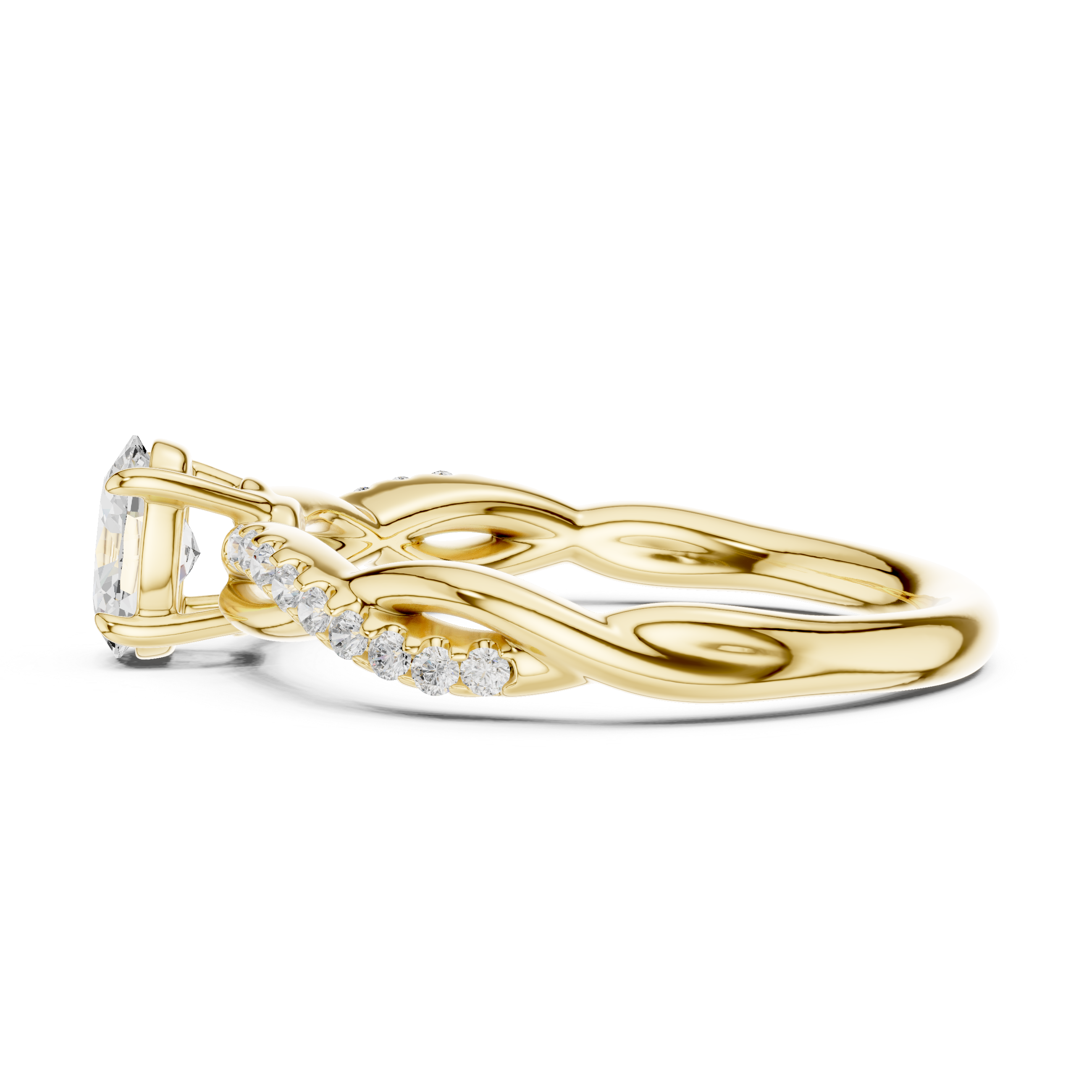 Twisted Oval Diamond Engagement Ring