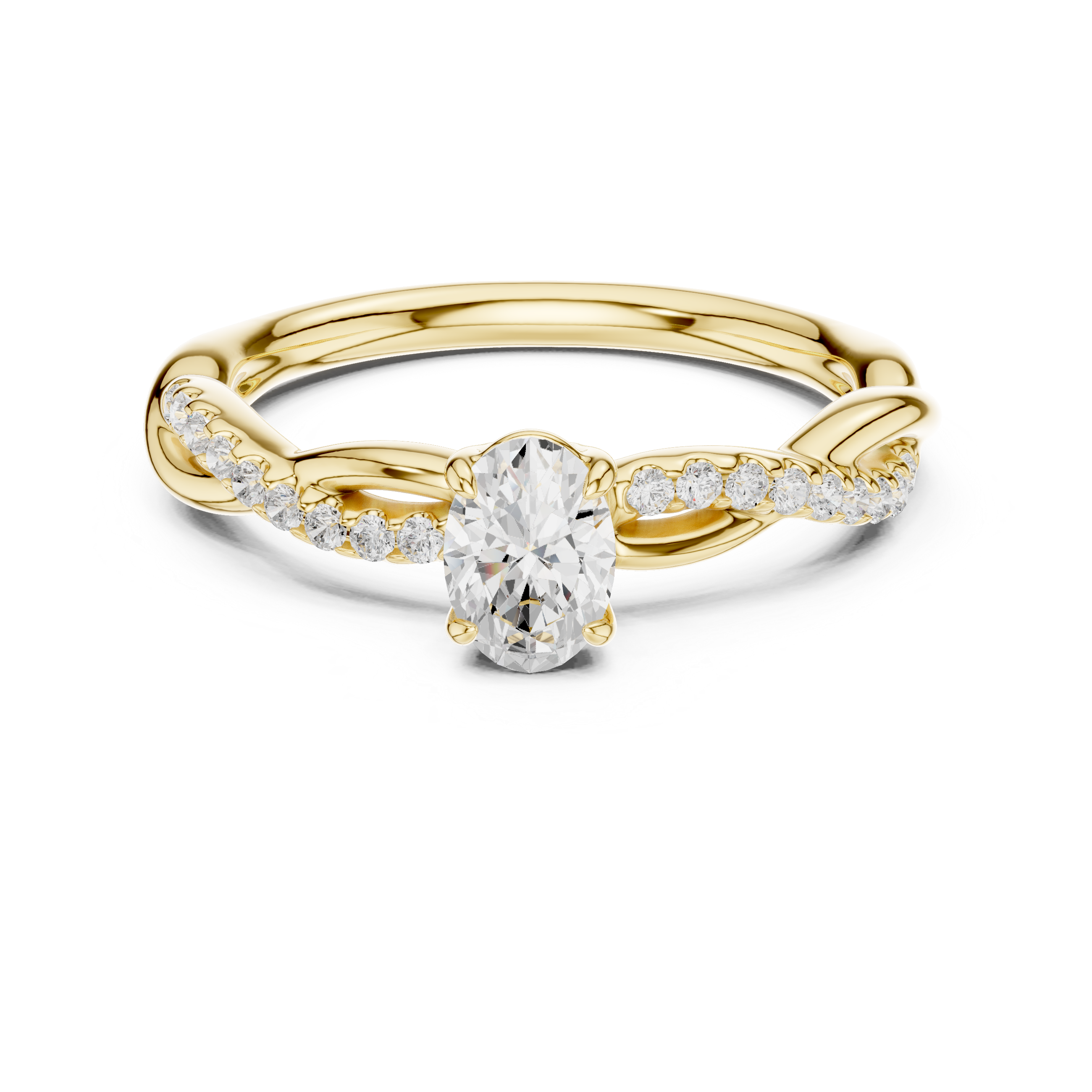 Twisted Oval Diamond Engagement Ring