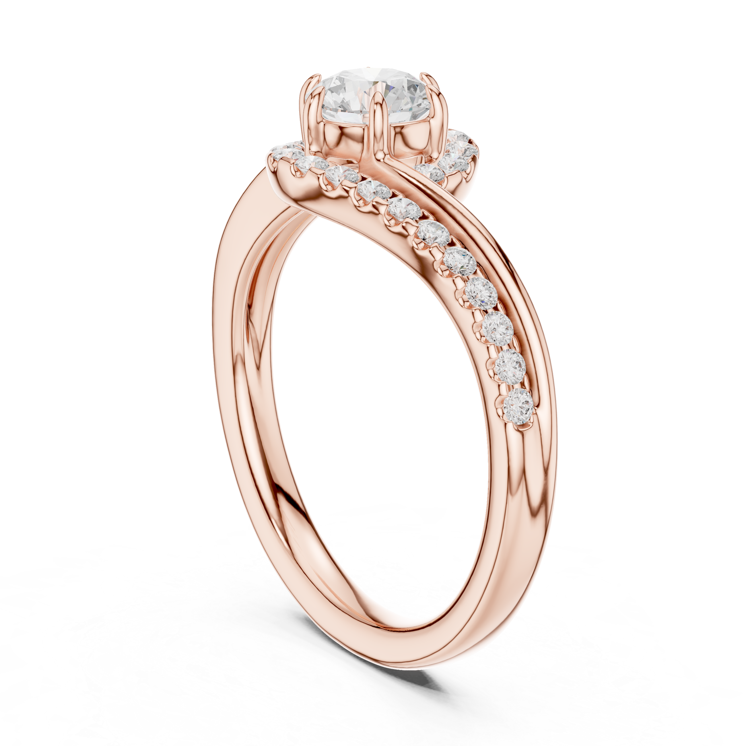 Twisted Halo Diamond Engagement Ring