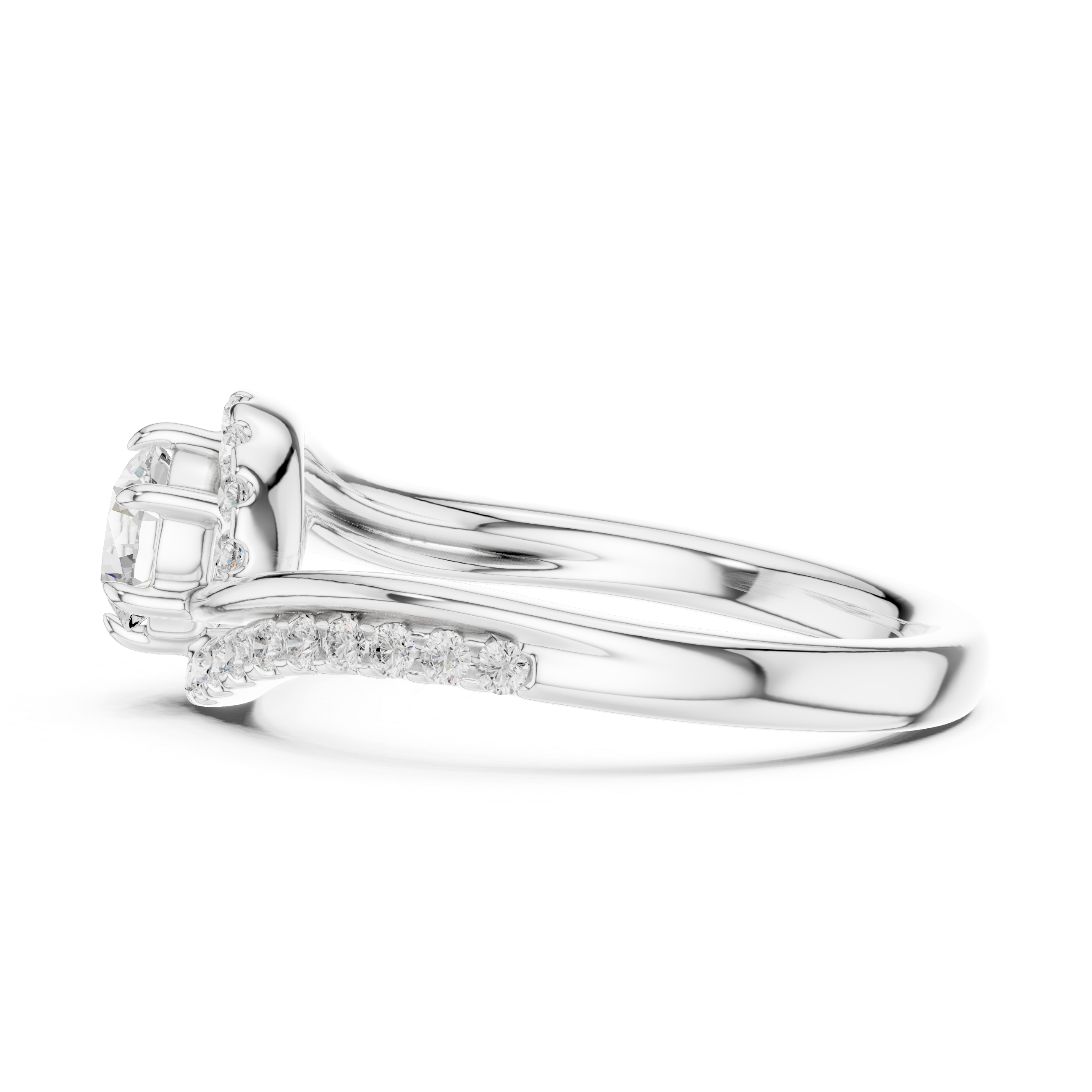 Twisted Halo Diamond Engagement Ring