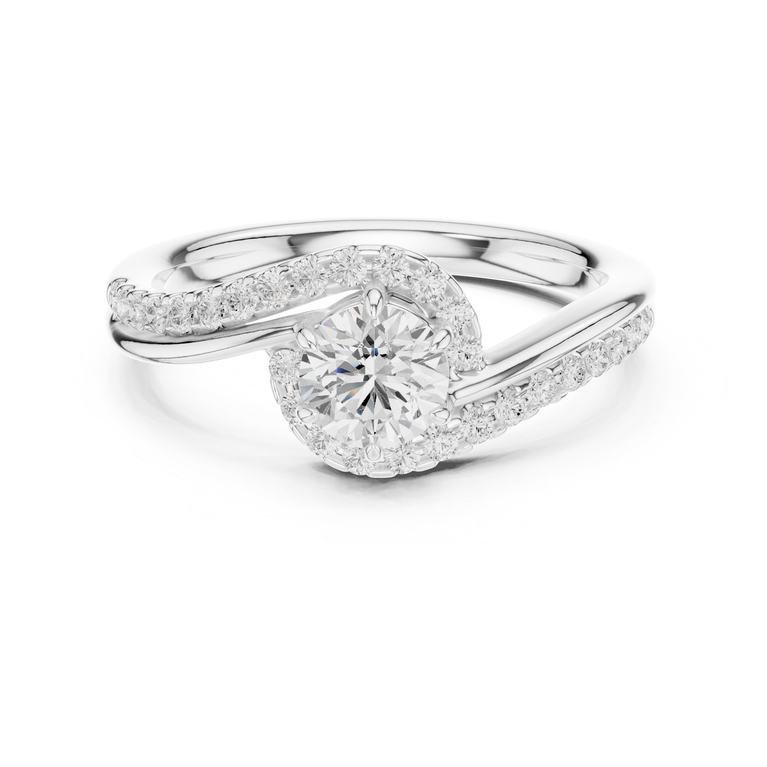 Twisted Halo Diamond Engagement Ring
