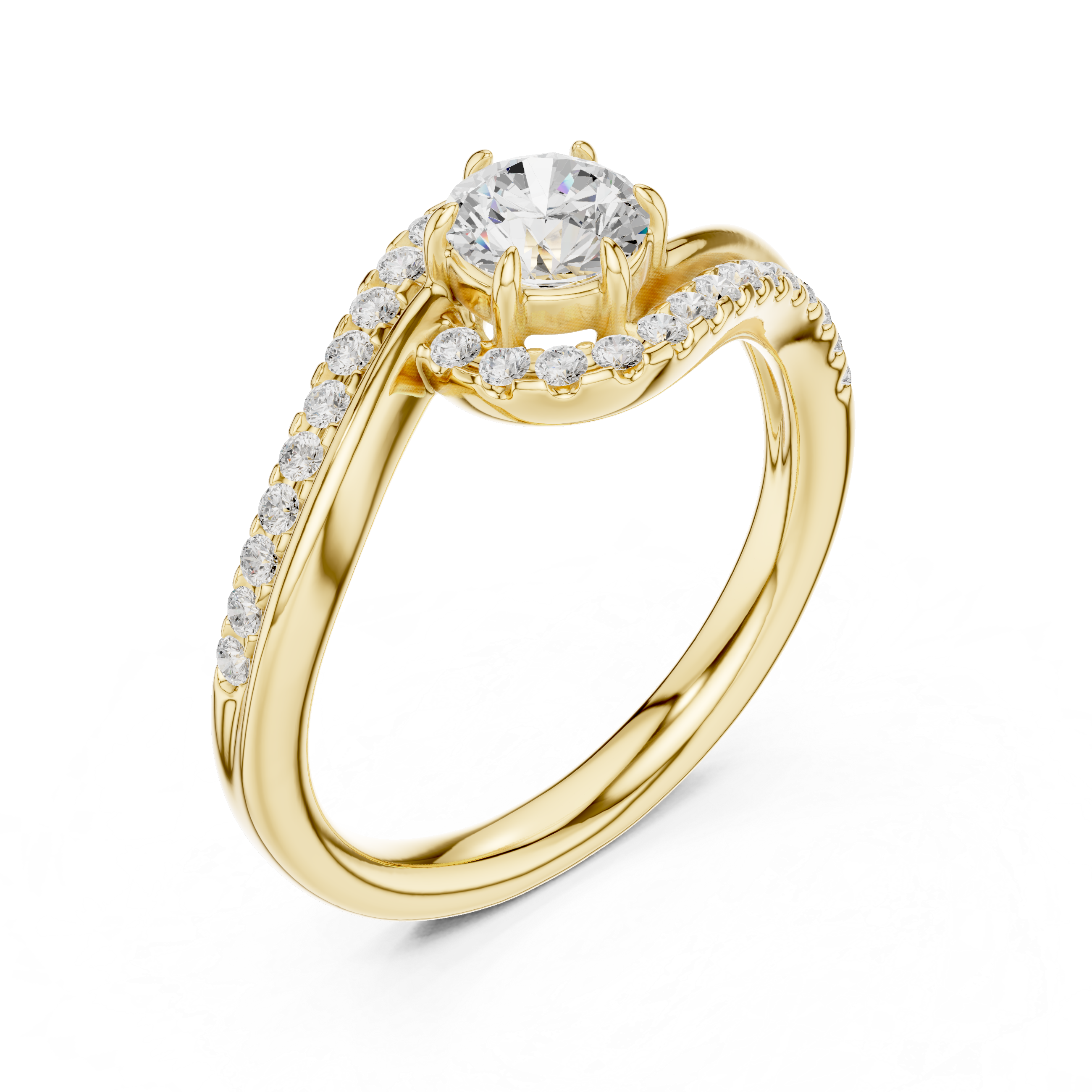 Twisted Halo Diamond Engagement Ring