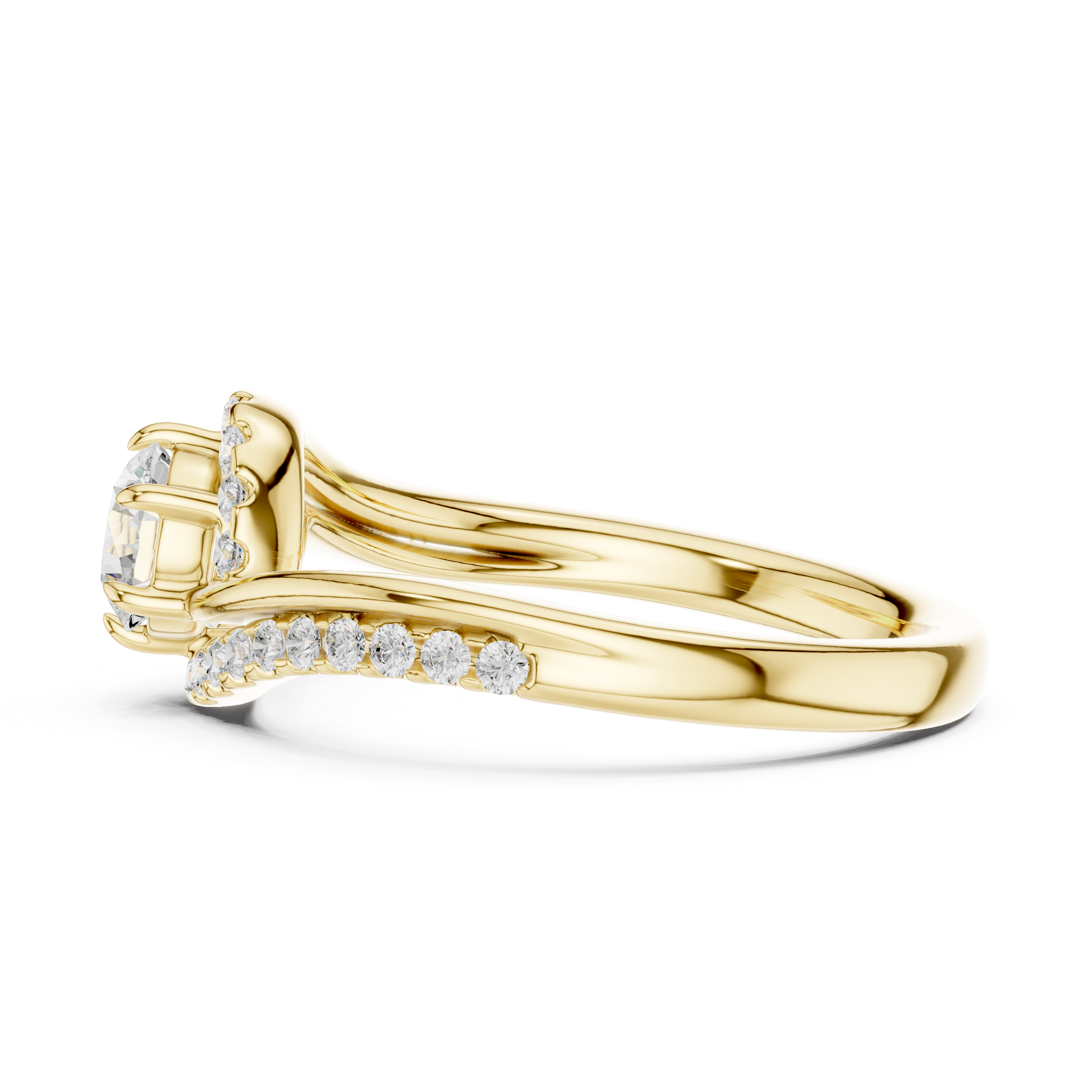 Twisted Halo Diamond Engagement Ring