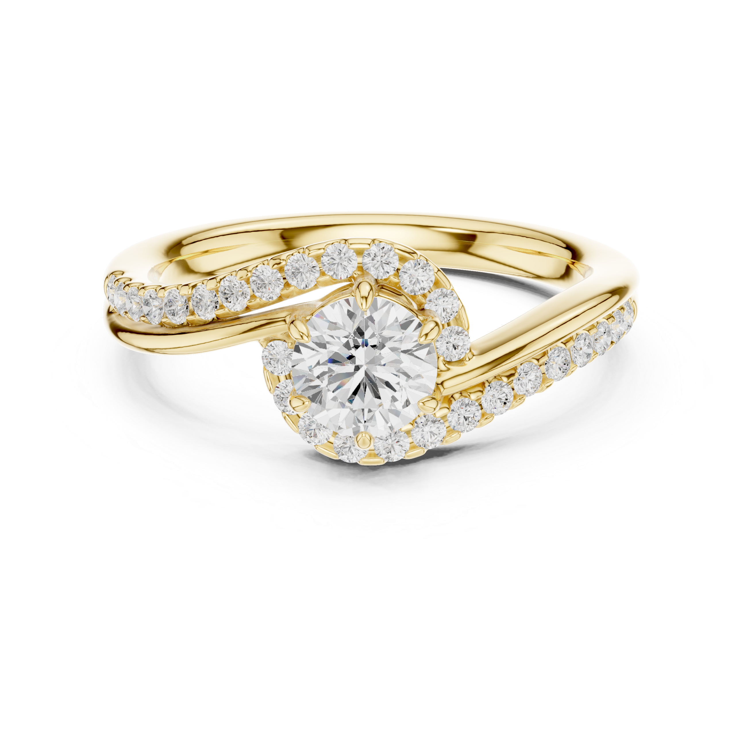 Twisted Halo Diamond Engagement Ring
