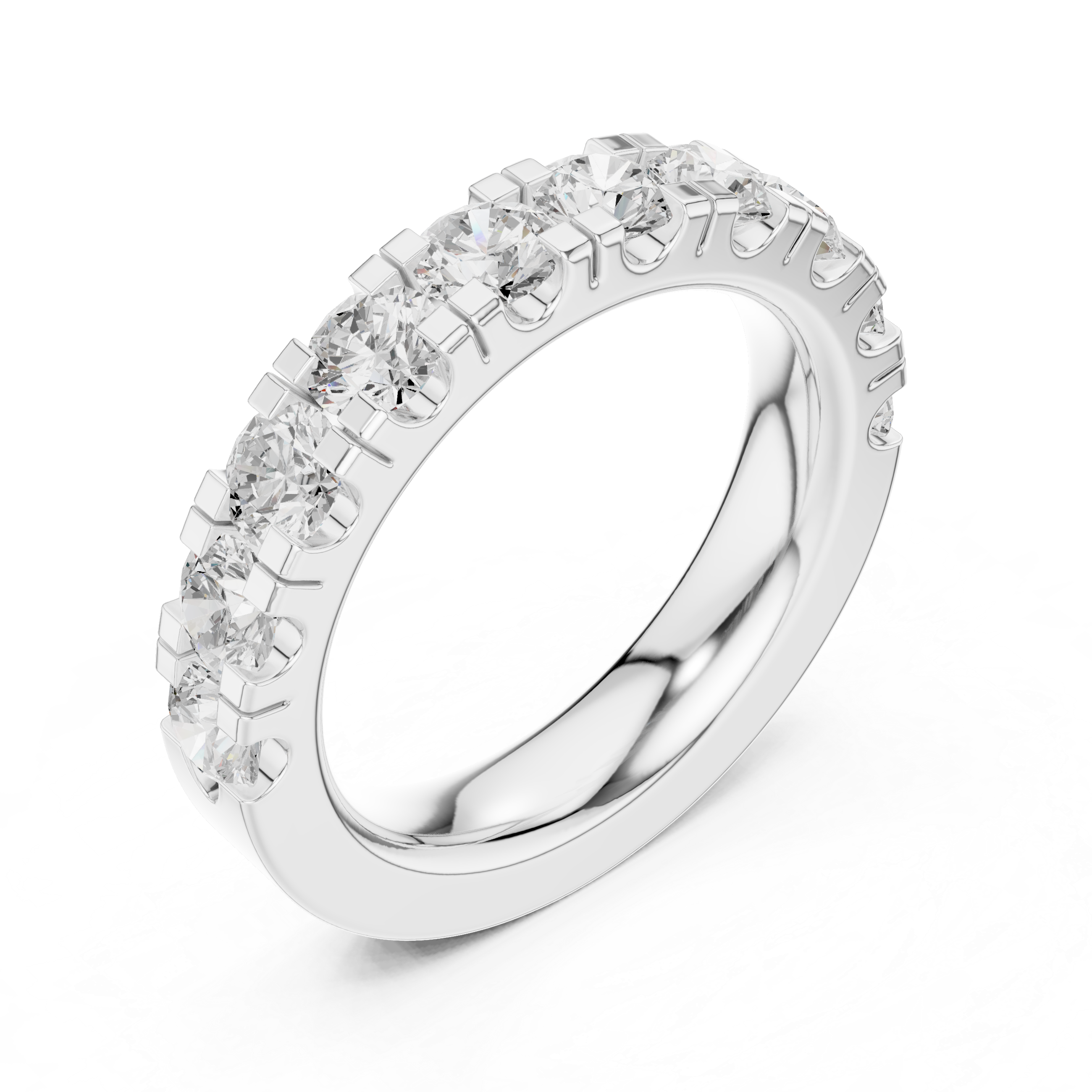 Round Diamond Half Eternity Wedding Ring