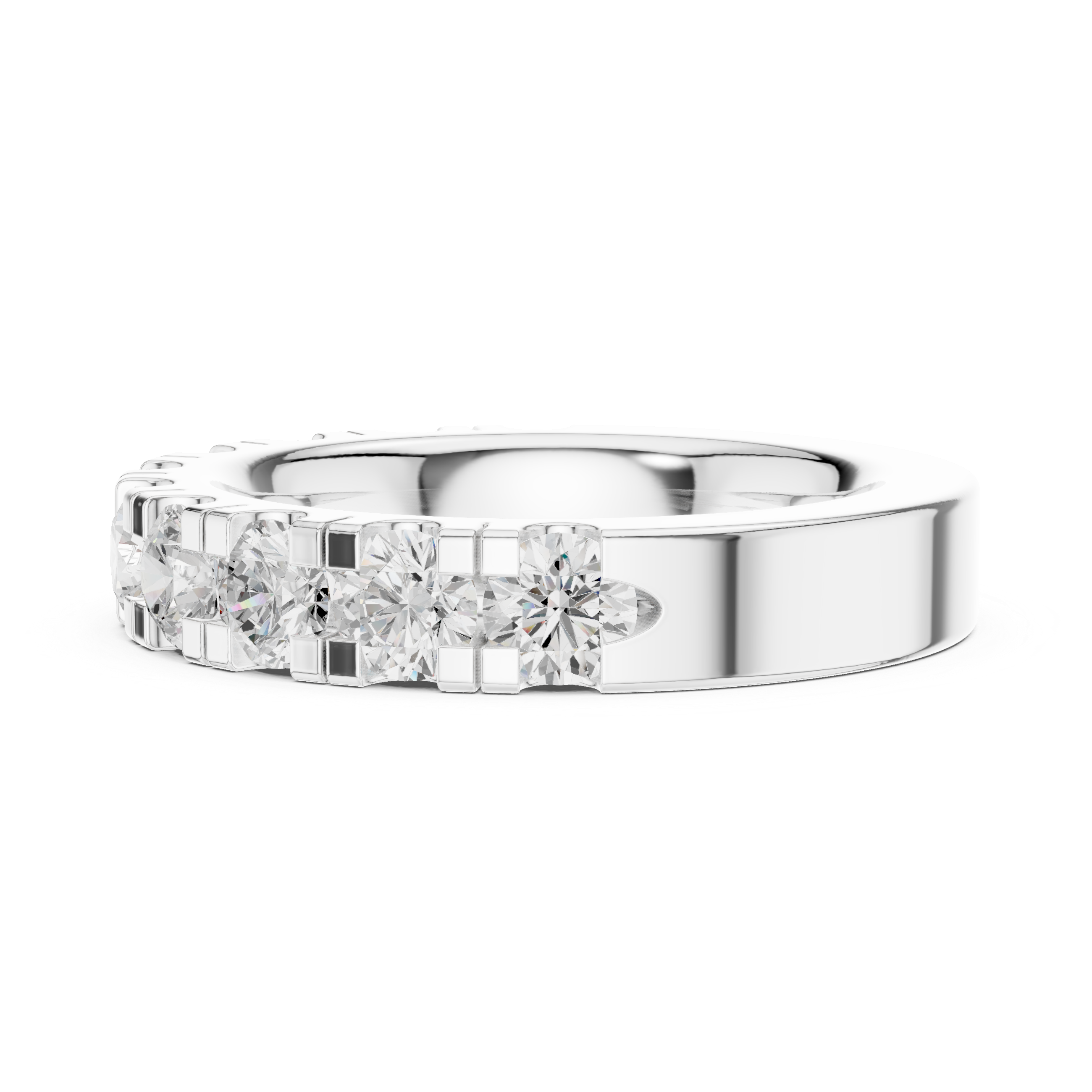 Round Diamond Half Eternity Wedding Ring