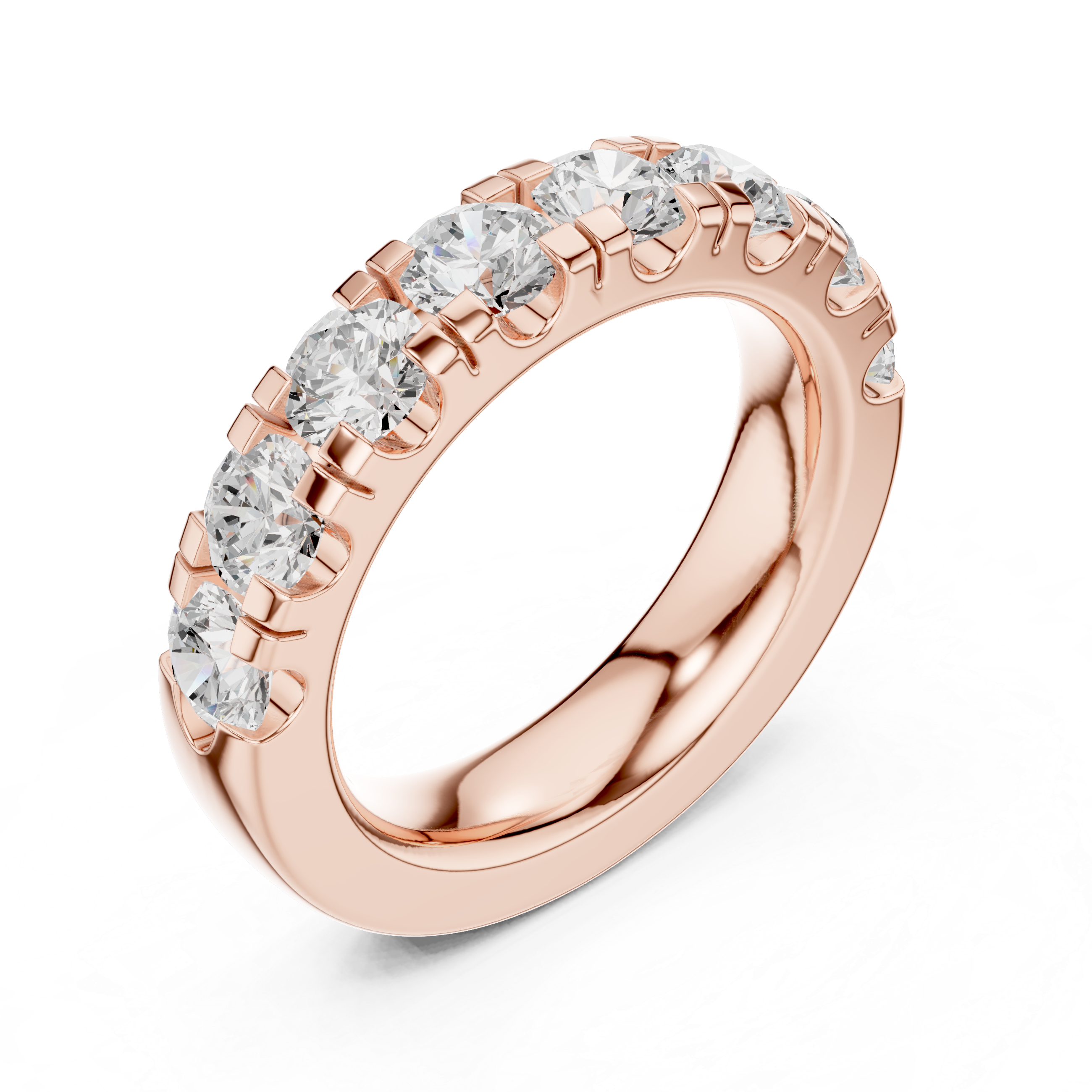 Round Diamond Half Eternity Wedding Band