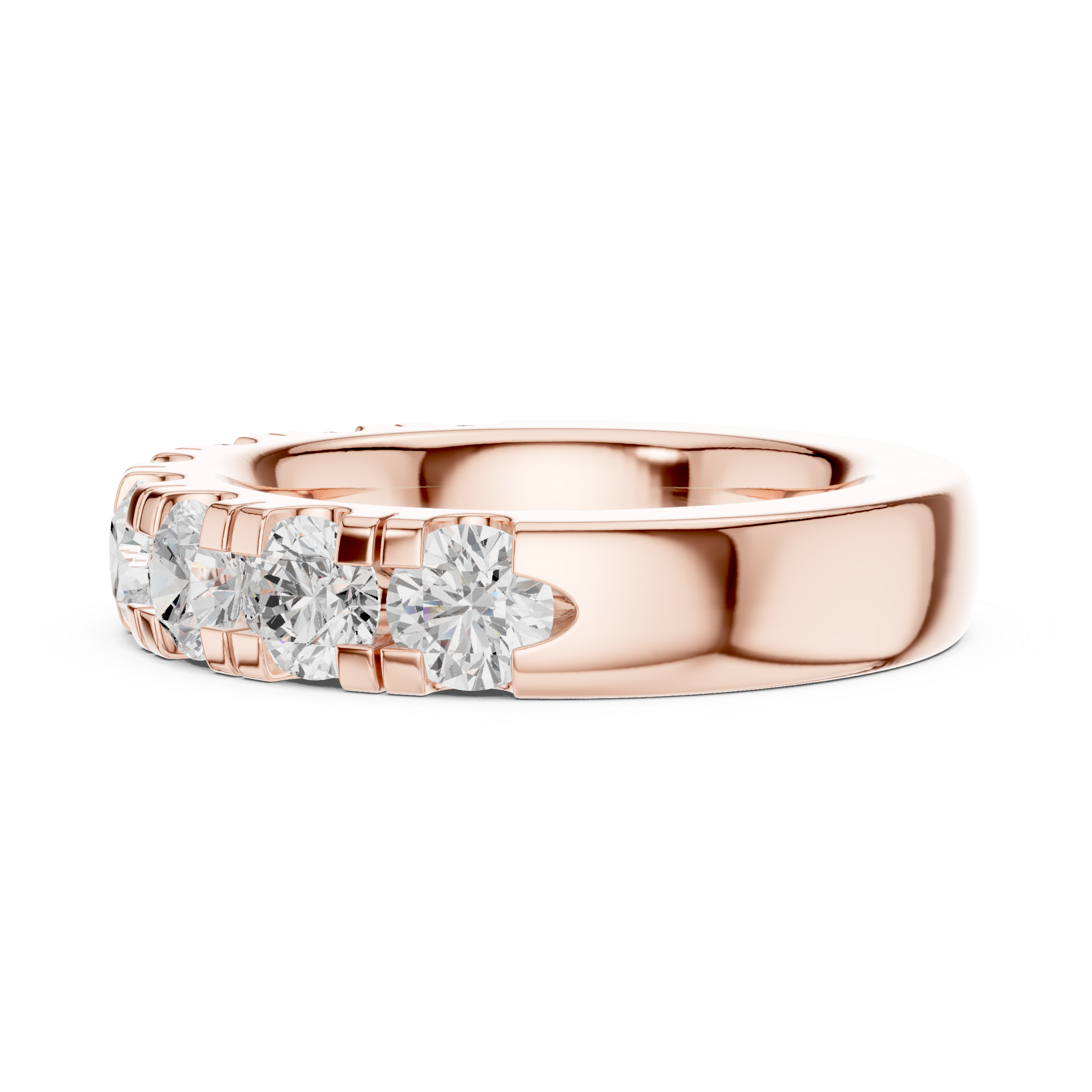 Round Diamond Half Eternity Wedding Band