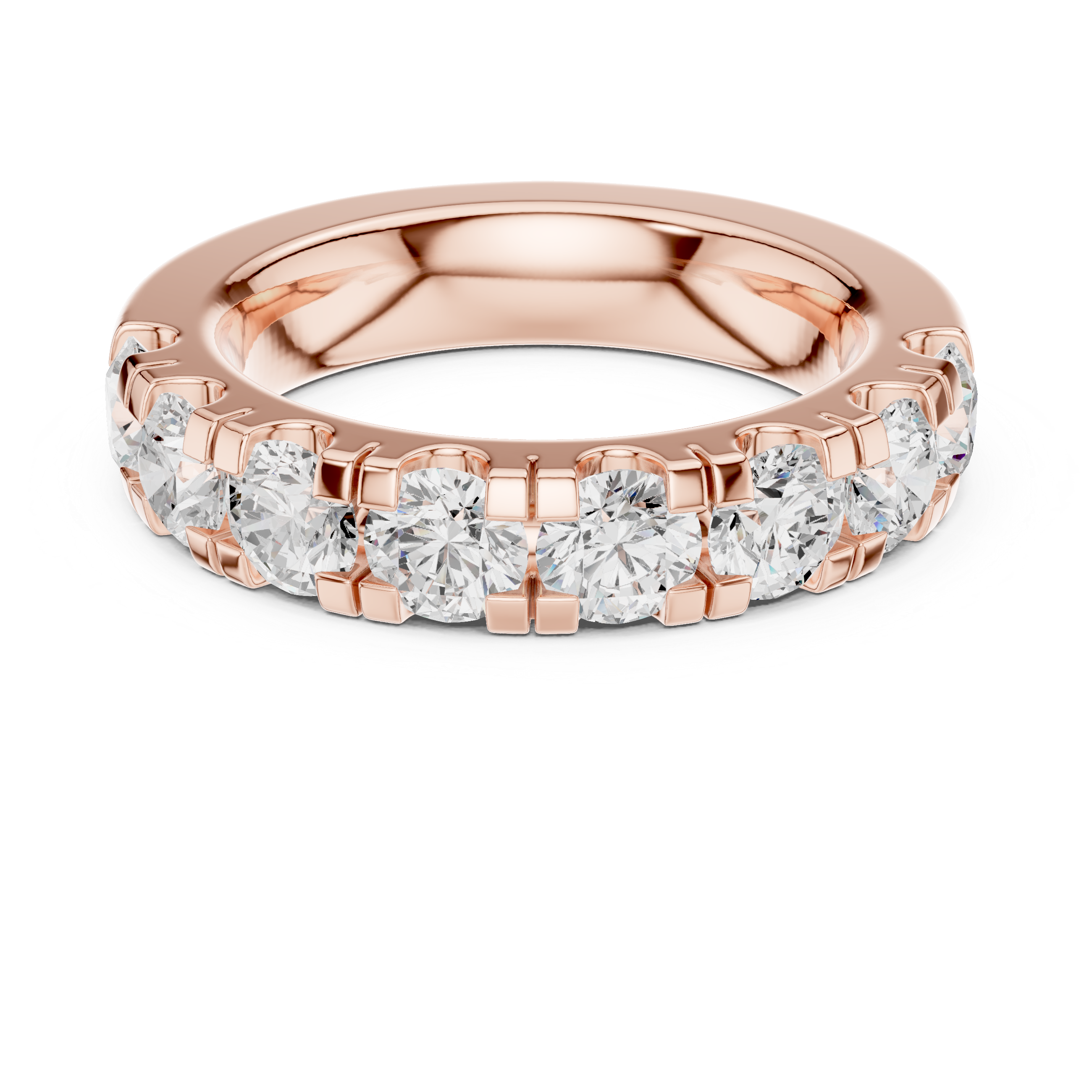 Round Diamond Half Eternity Wedding Band