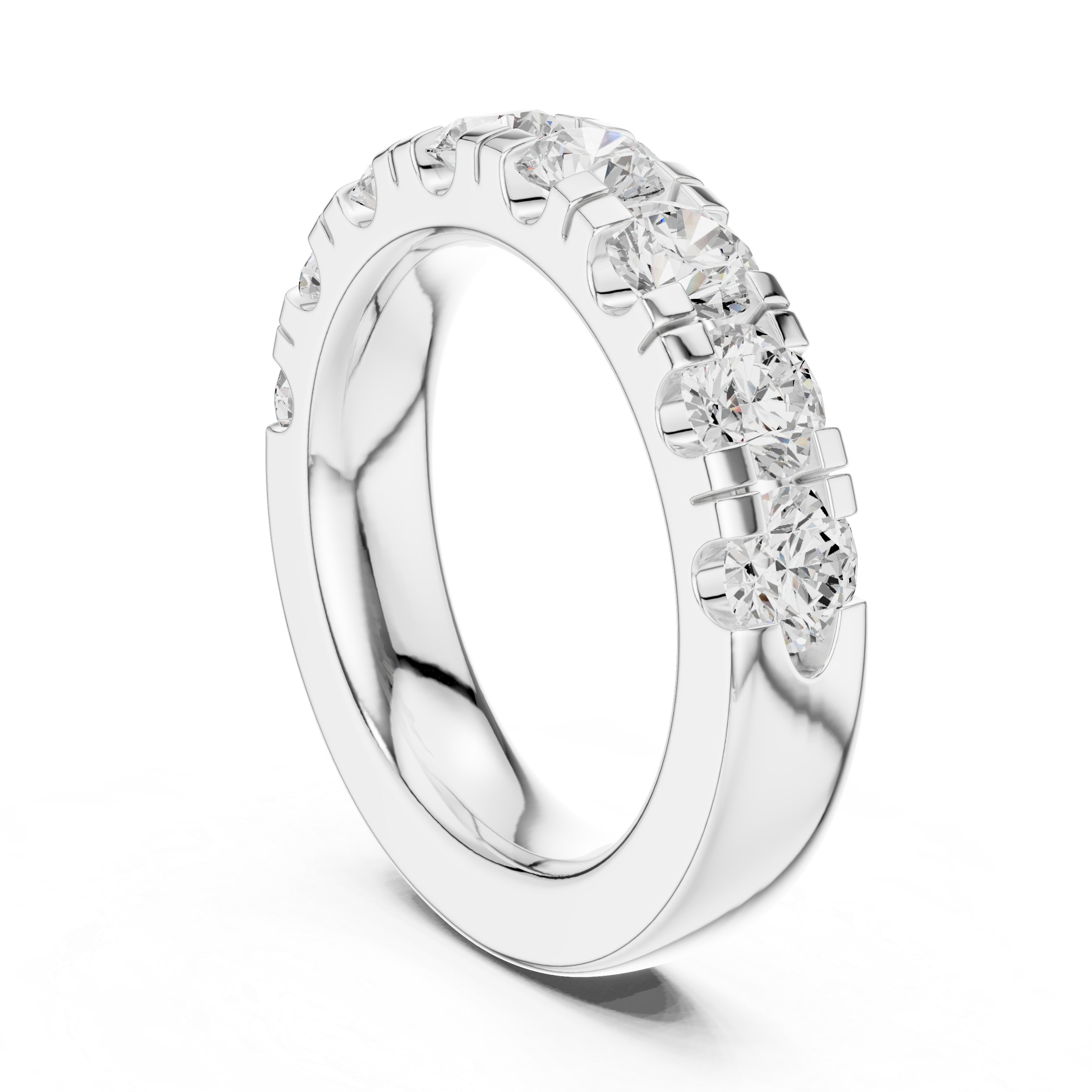 Round Diamond Half Eternity Wedding Band