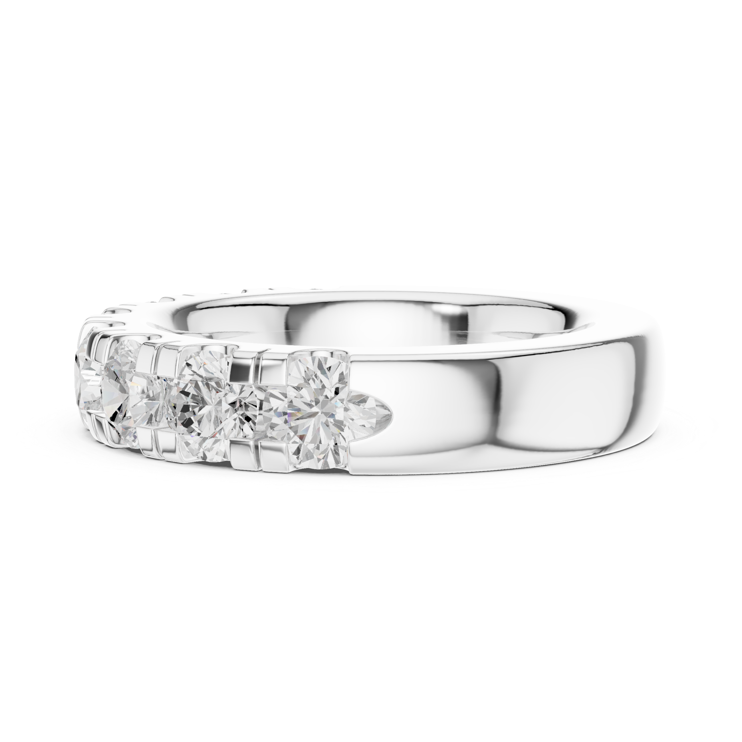Round Diamond Half Eternity Wedding Band