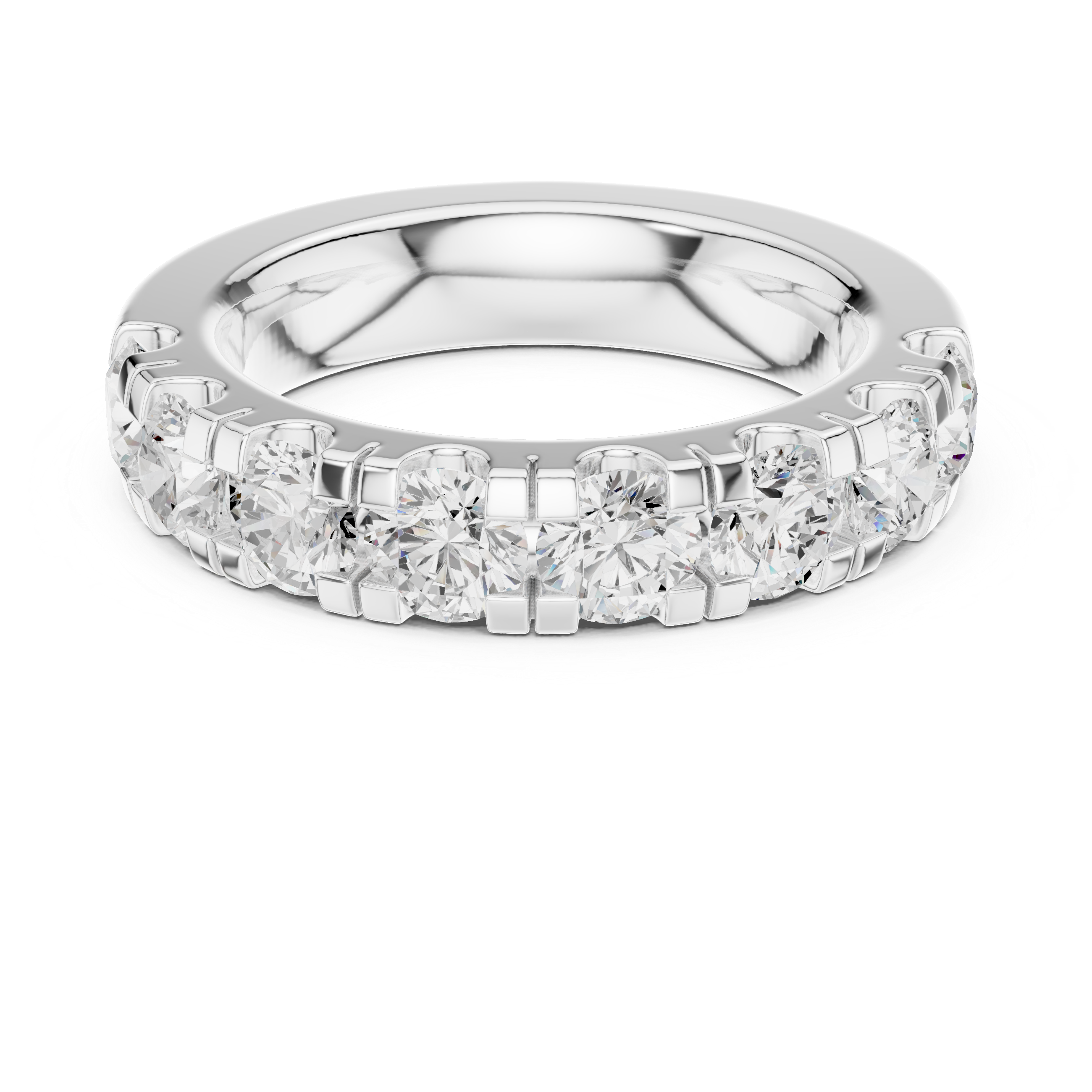Round Diamond Half Eternity Wedding Band