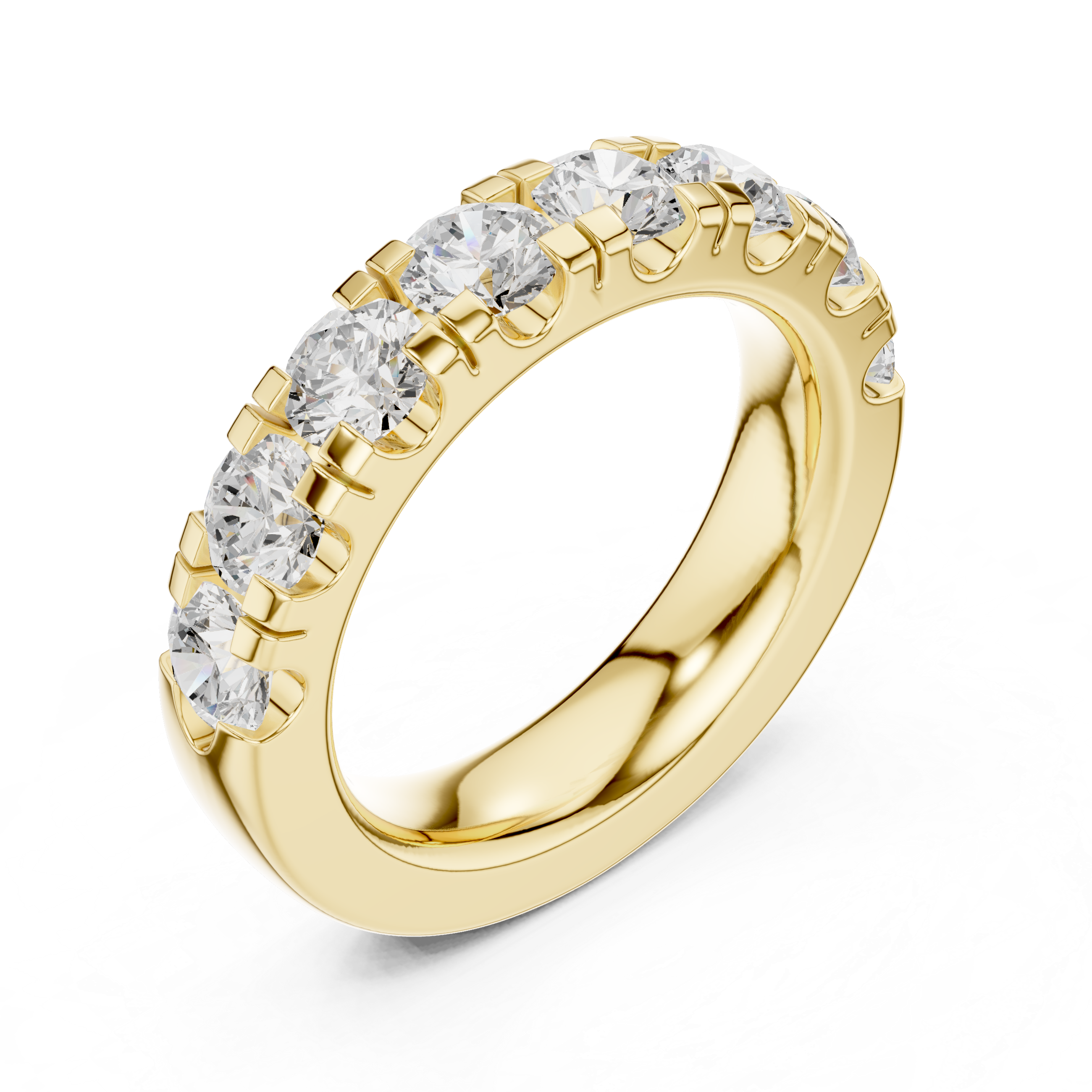 Round Diamond Half Eternity Wedding Band