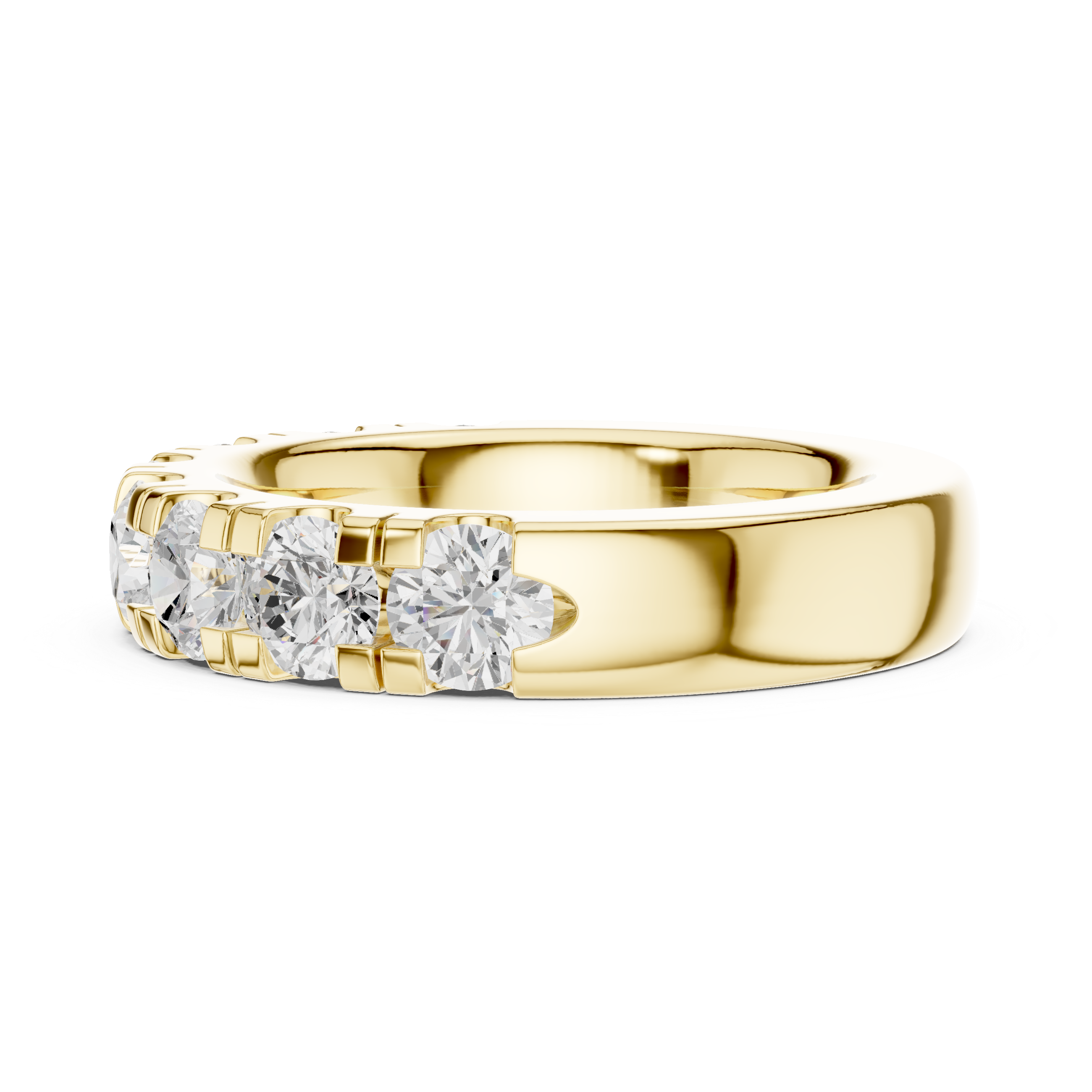 Round Diamond Half Eternity Wedding Band