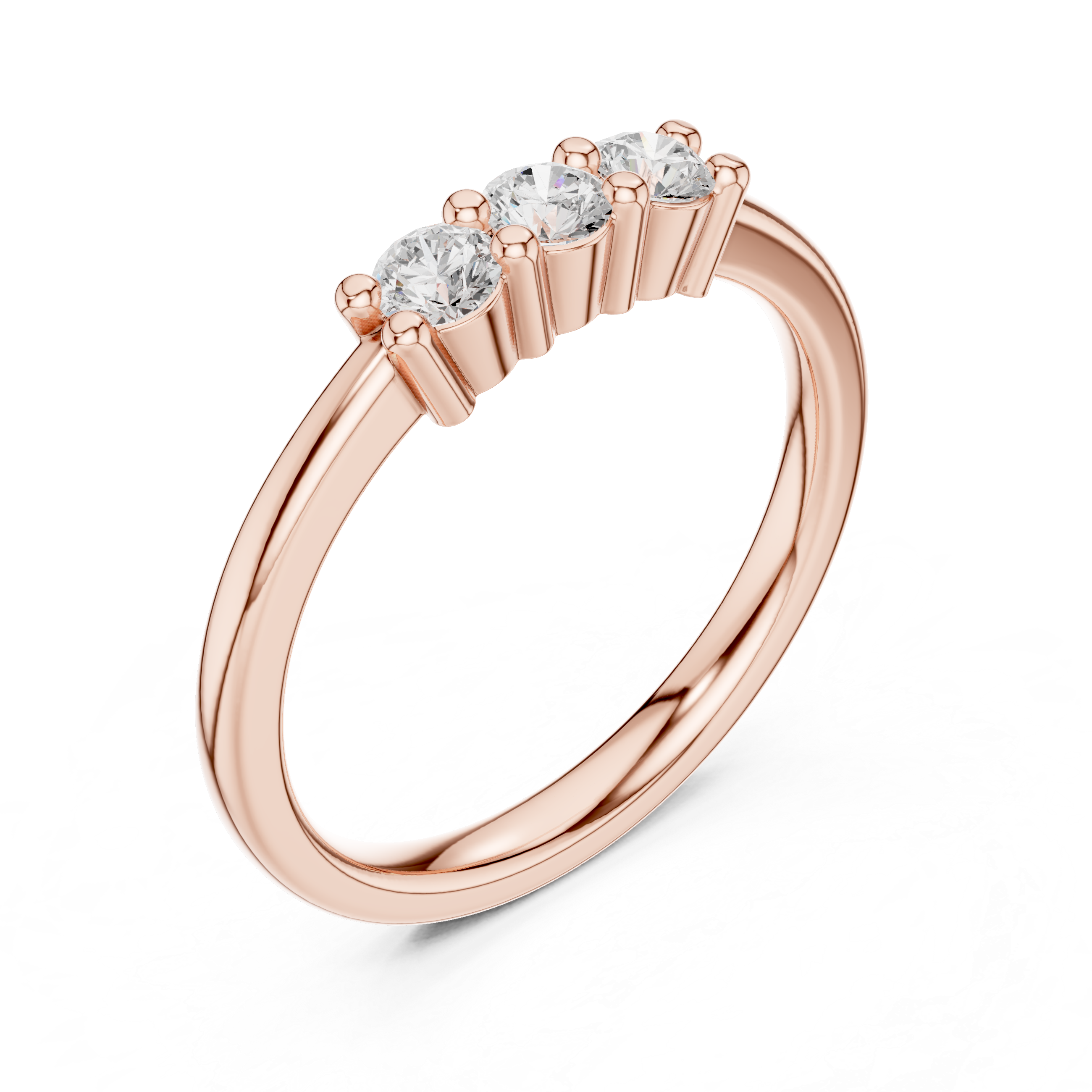 Petite Three Stone Round Diamond Ring