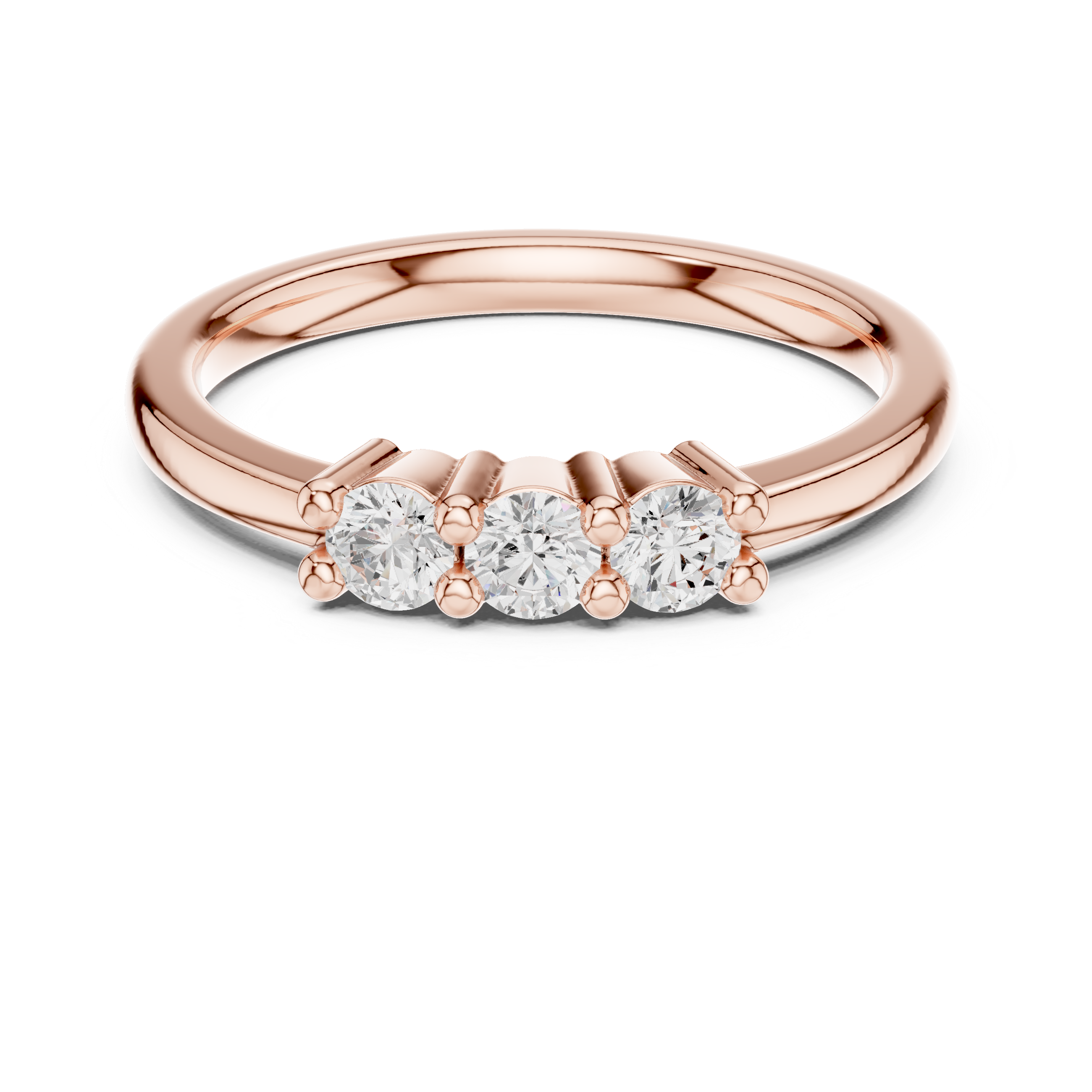 Petite Three Stone Round Diamond Ring