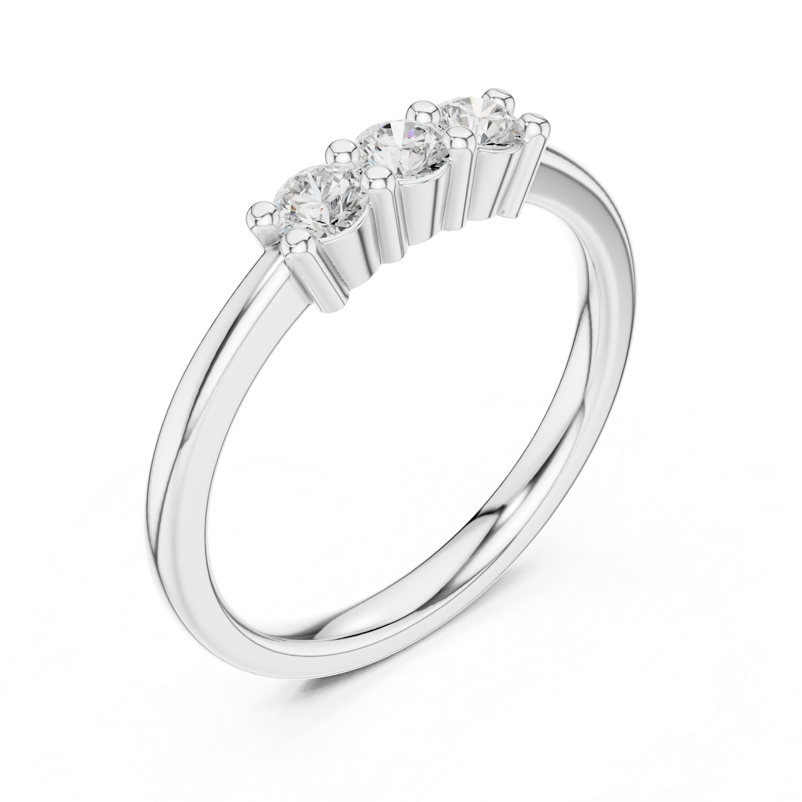 Petite Three Stone Round Diamond Ring