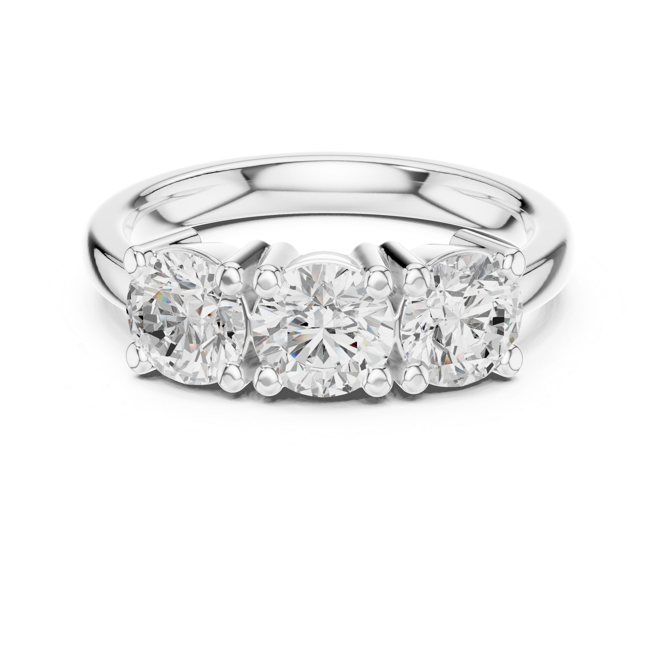 Round Brilliant Three Stone Engagement Ring